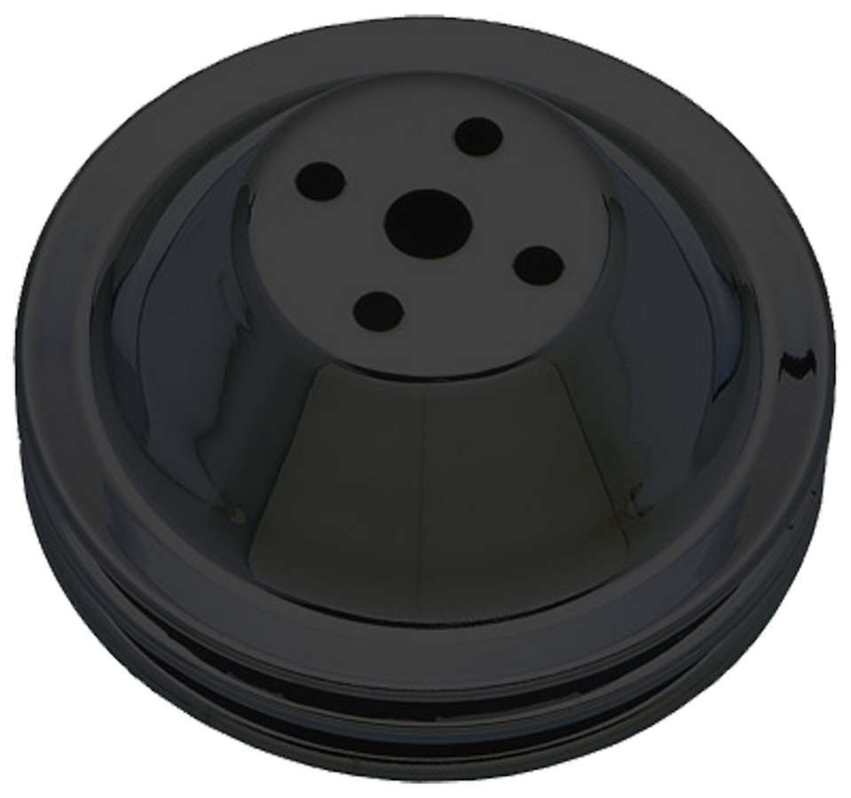 Trans-Dapt 8601 Small Block Chevy Short Water Pump Pulley, 2-Groove V-Belt, Black Steel
