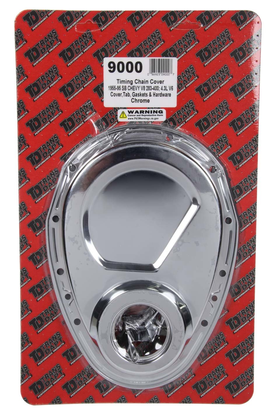 TRANS-DAPT 9000 Timing Cover Kit for Small Block Chevy, Chrome Steel 1-Piece