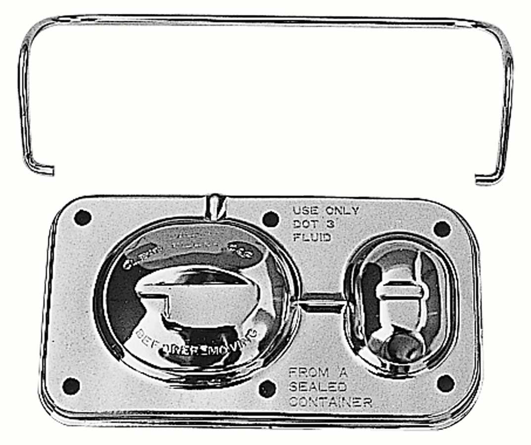 Trans-Dapt 9101 Master Cylinder Cap, Single Bail, Chrome Steel, GM Passenger Car 1967-1980