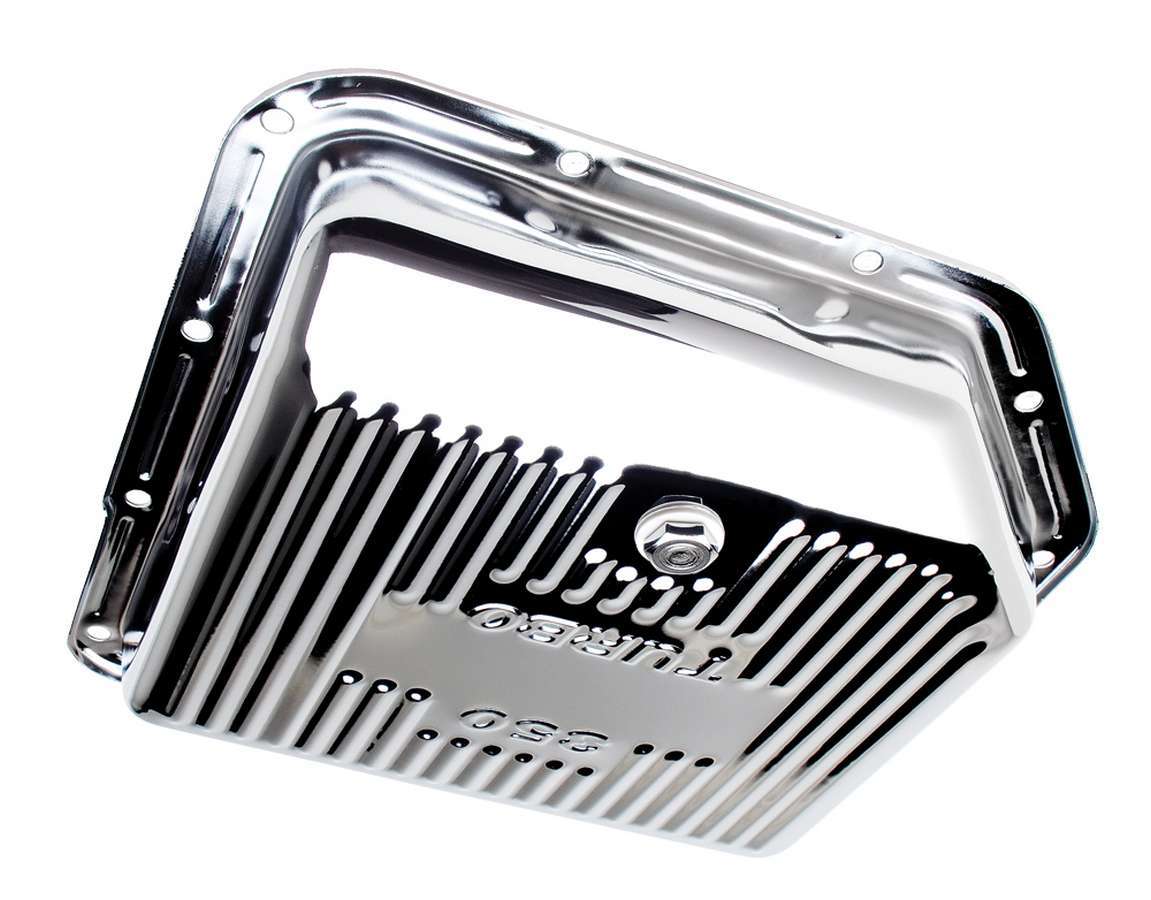 Trans-Dapt 9122 TH350 Ribbed Steel Transmission Pan with Chrome Finish