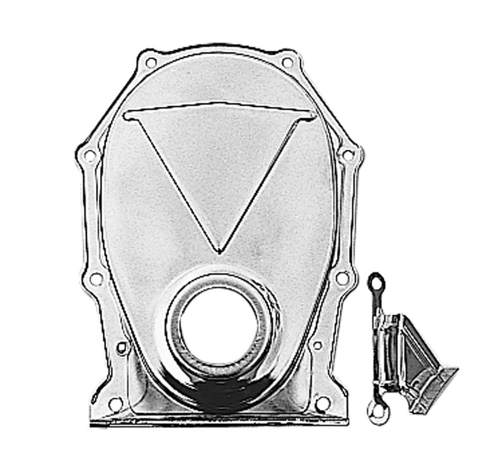 Trans-Dapt 9392 Chrome Steel 1-Piece Timing Cover with Timing Tab for Mopar B/RB-Series and 426 Hemi