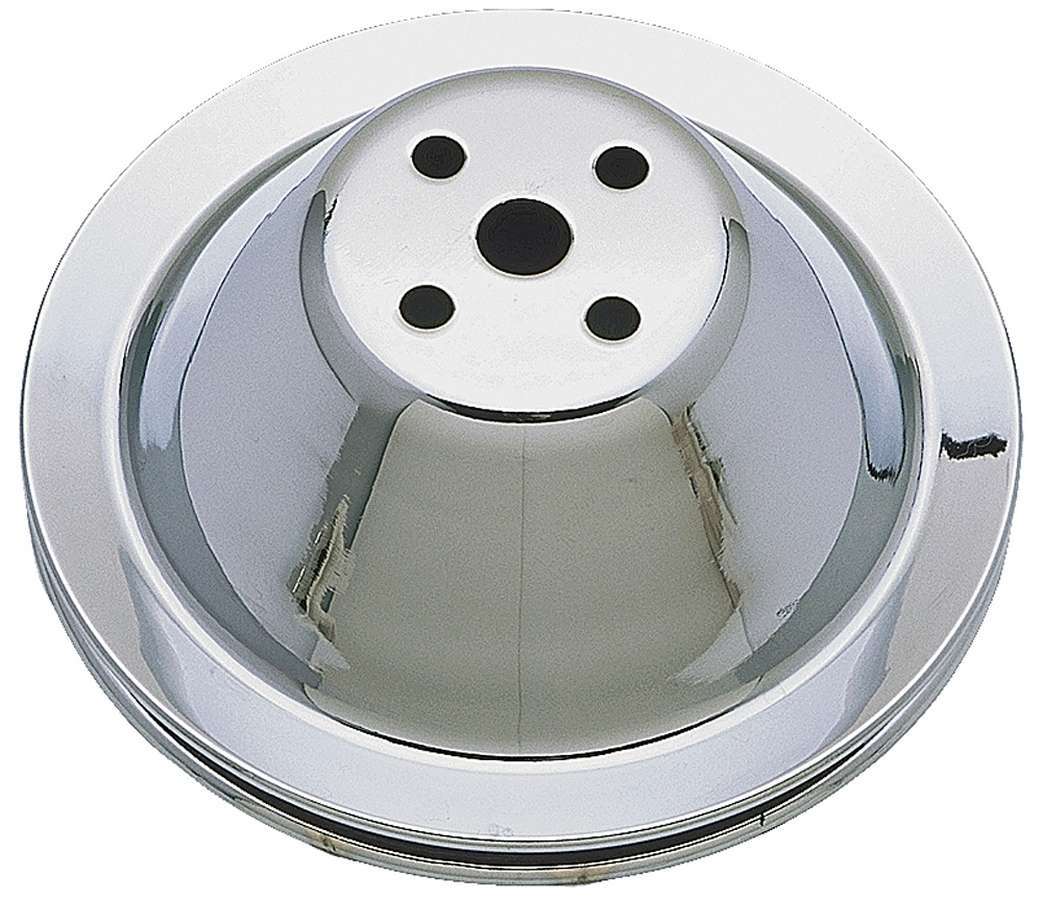 Trans-Dapt 9600 Small Block Chevy Water Pump Pulley, V-Belt, 1 Groove, Chrome Steel