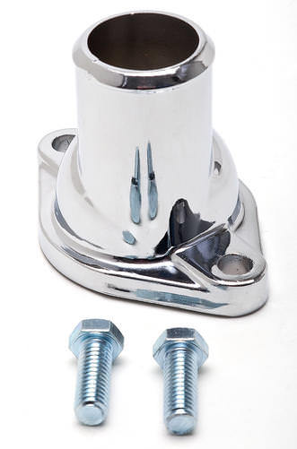 Trans-Dapt 9647 Straight-Up Water Neck for Chevy V8, Chrome Steel