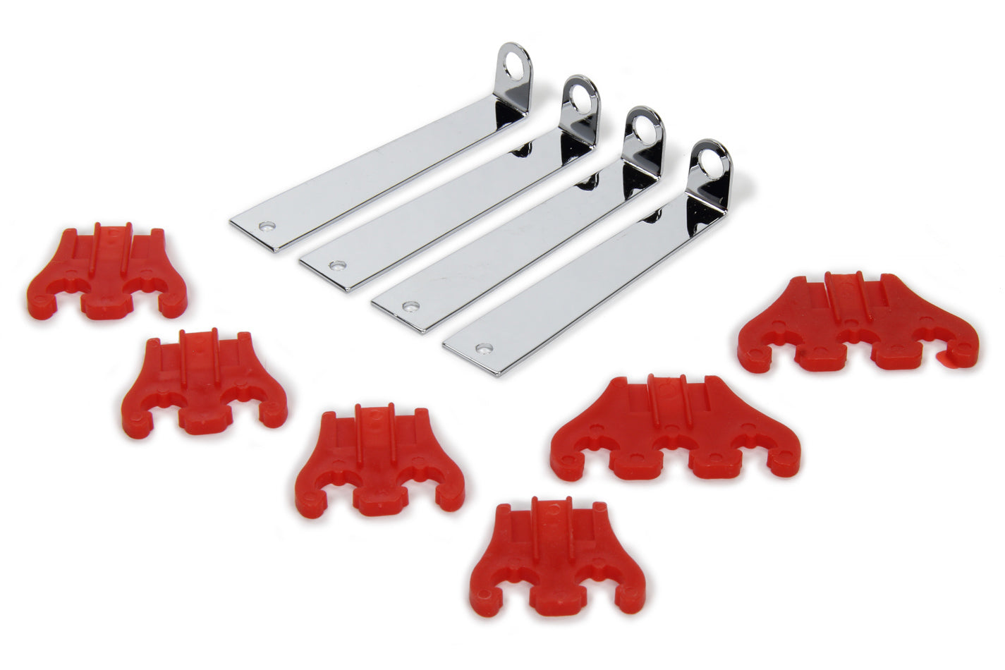 TRANS-DAPT 9650 Red Deluxe Spark Plug Wire Loom Set with Chrome Valve Cover Bracket