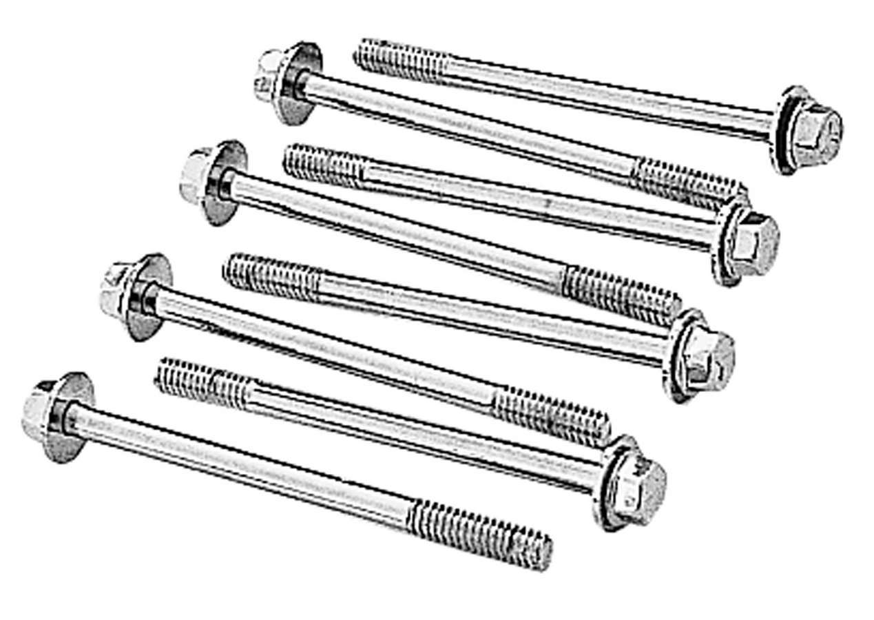 Trans-Dapt 9812 Valve Cover Bolts, 1/4-20 Thread, 3.375 in Long, Chrome Steel, Set of 8