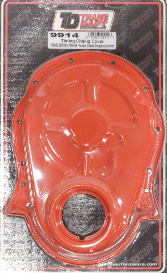Trans-Dapt 9914 BBC Orange 1-Piece Steel Timing Cover