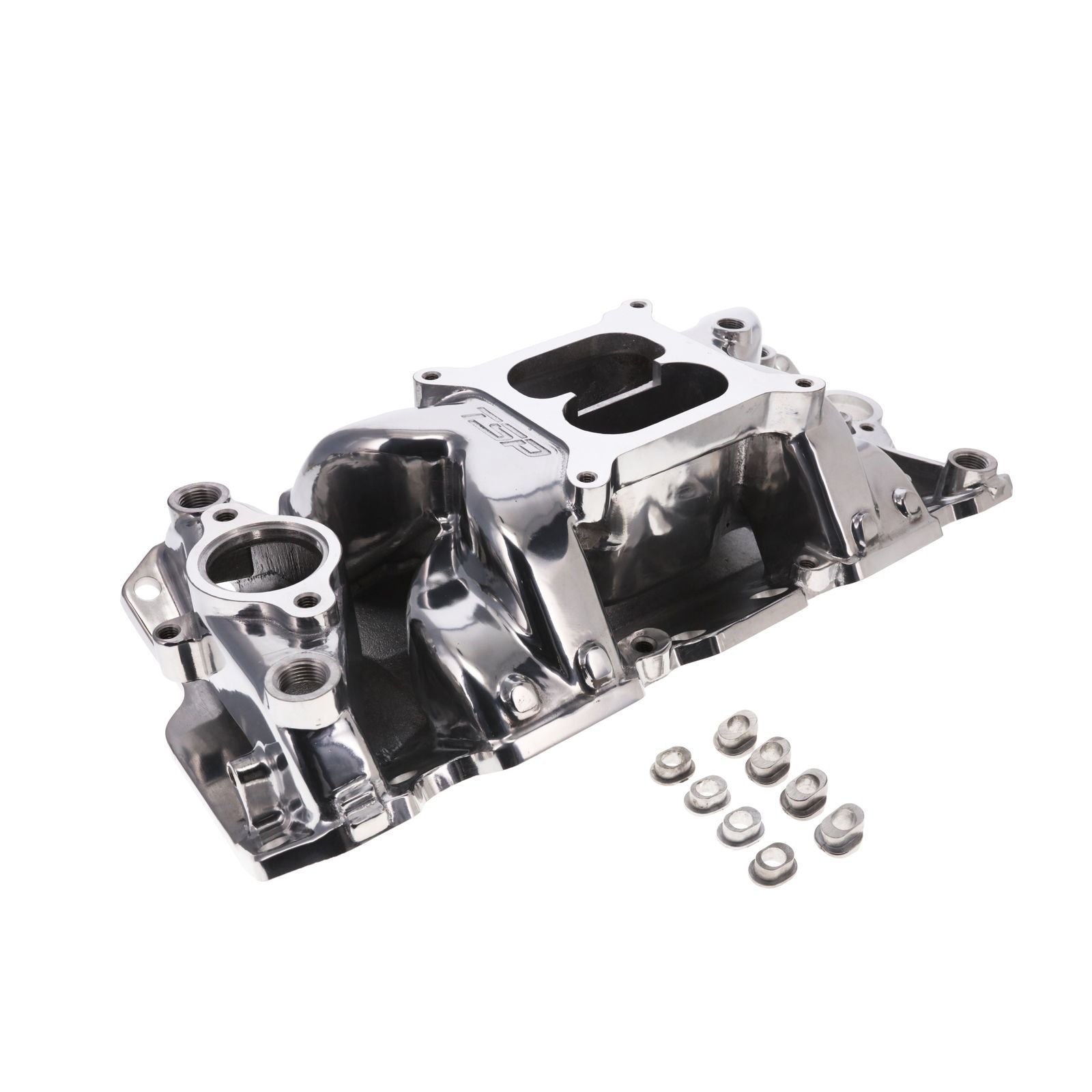 Top Street Performance Intake Manifold Square Bore Dual Plane Aluminum Polished Small Block Chevy Each 82025