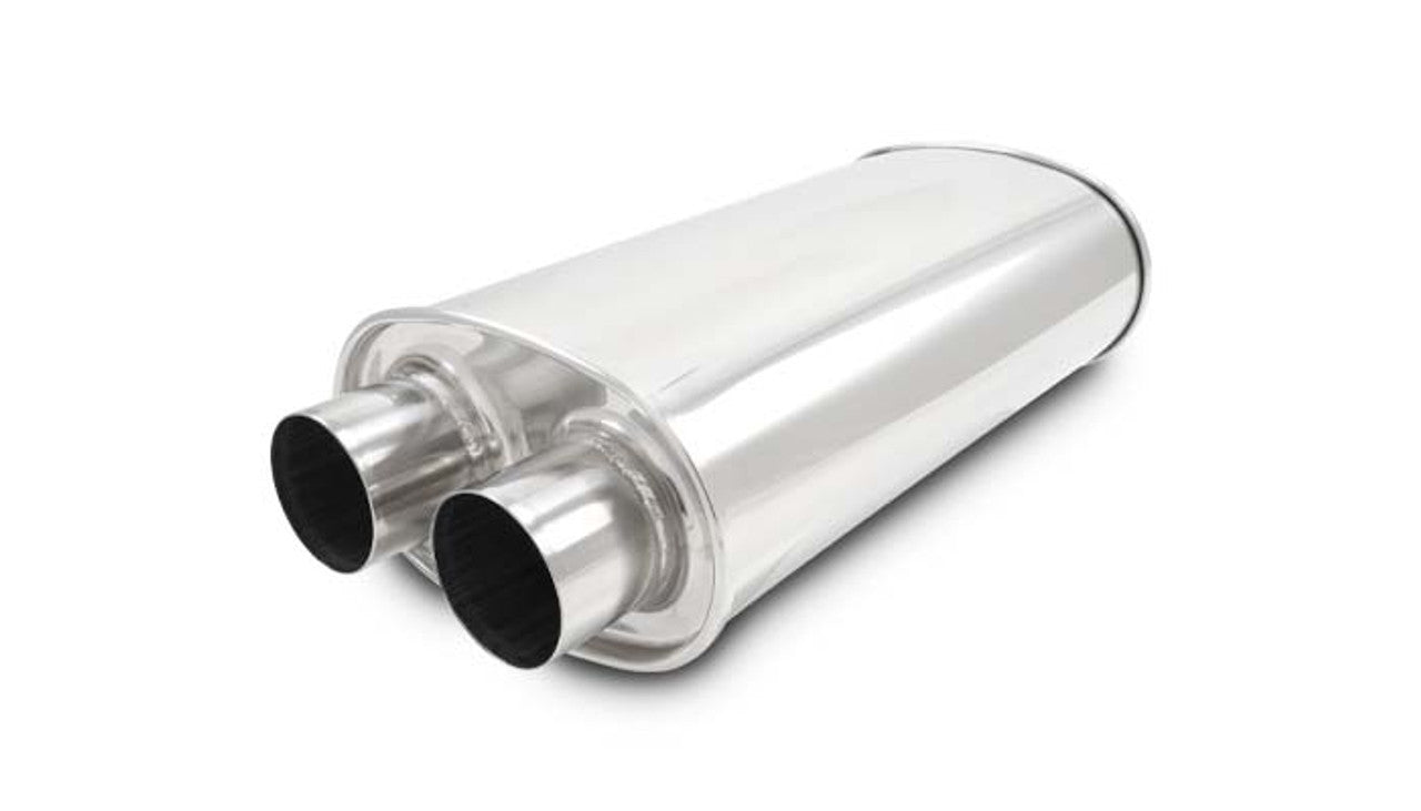 Vibrant Performance StreetPower Muffler 10536, Dual 3-Inch Inlets and Outlets, Polished Stainless Steel