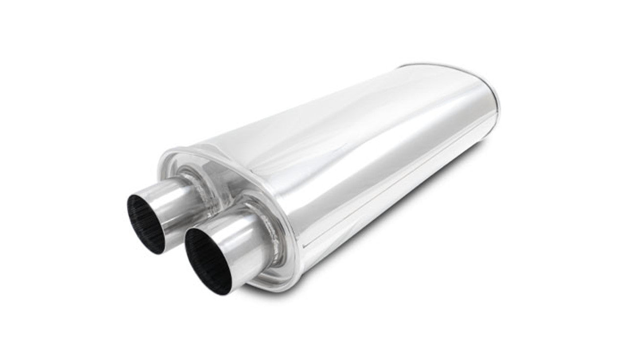Vibrant Performance Streetpower Oval Muffler 10538, Dual 2.5-Inch Inlets and Outlets