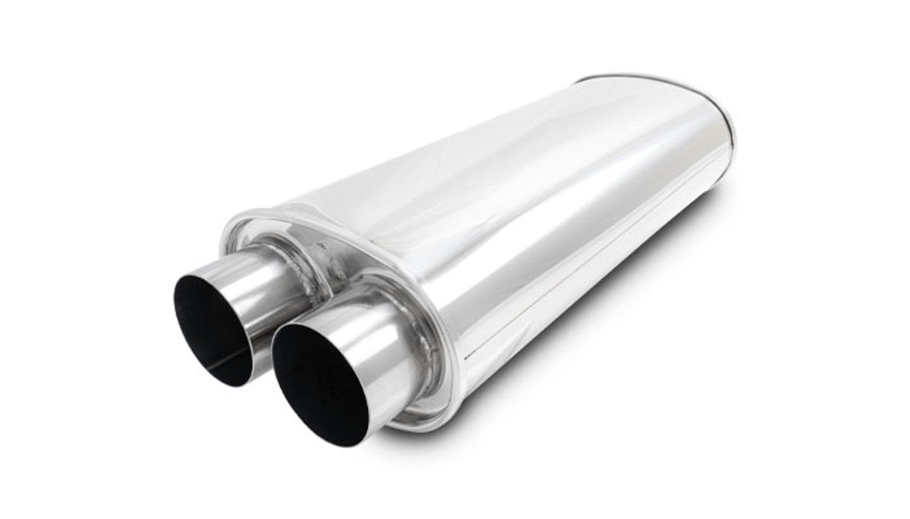 Vibrant Performance Streetpower Oval Muffler 10539 with Dual 3-Inch Inlets and Outlets