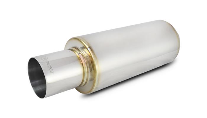 Vibrant Performance 1059 TPV Turbo Round Muffler, 3-Inch Center Inlet and 4-Inch Center Outlet