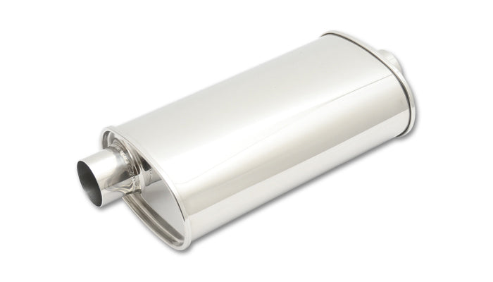 Vibrant Performance 1105 Street Power Stainless Steel Oval Muffler, 2.25-Inch Offset Inlet and Center Outlet