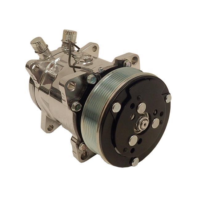Vintage Air Sanden 508 Polished Air Conditioning Compressor 04808-VMQ, R-134a, 7-Rib Pulley