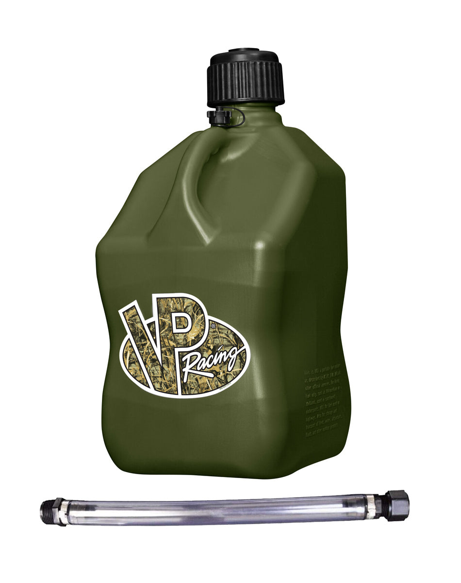 VP Racing 3846-CA Motorsports Utility Jug, 5.5 Gallon Square Camo Green with Filler Hose