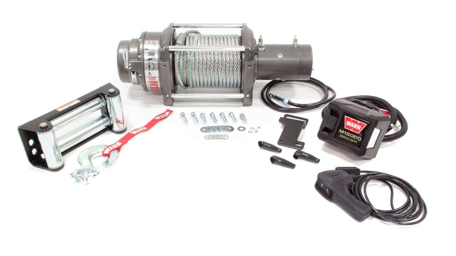 WARN M15000 Winch with Roller Fairlead, 15,000 lb Capacity, 12V, Part Number 47801