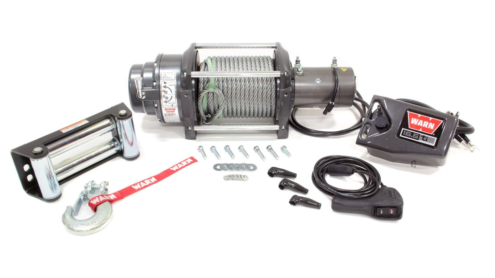 WARN 16.5ti 16,500 lb Winch Kit with Roller Fairlead and Steel Rope, Part Number 68801