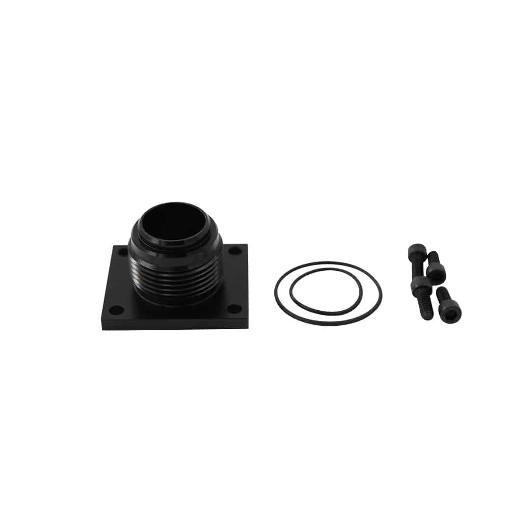 Waterman Racing Components WRC-29015 Lil Bertha Pump Inlet Adapter, -16 AN Male O-Ring, Black Anodized Aluminum