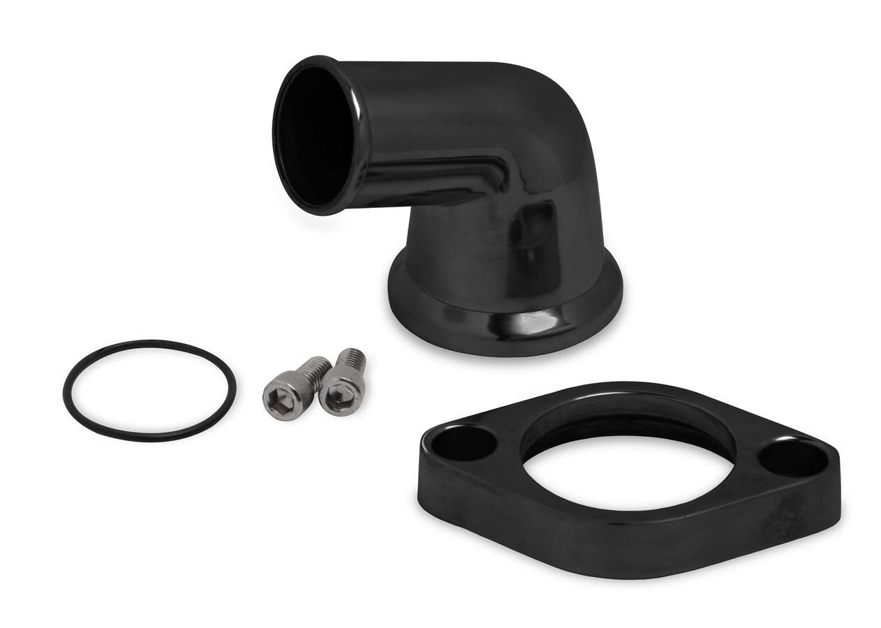 Weiand Alm. Water Outlet 15- Degree Swivel Black Water Necks - Thermostat Housings 6255