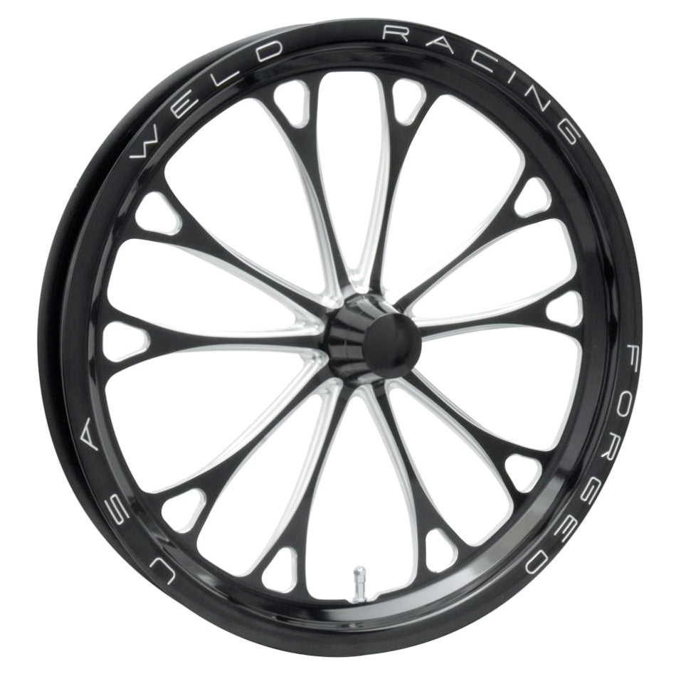 WELD Racing 84B-17001 V-Series Frontrunner Drag Wheel, 17 x 3.5 Inches, Strange Spindle Mount, Black Anodized/Machined