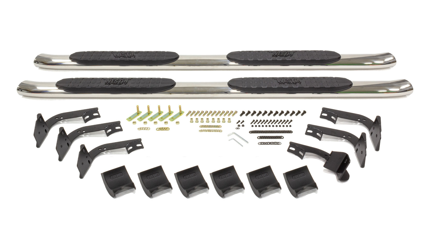 Westin Pro Traxx 4-Inch Oval Curved Step Bars with Mounting Kit, Part Number 21-23550, for 2009–2021 Ram Full-Size Truck Extended Cab