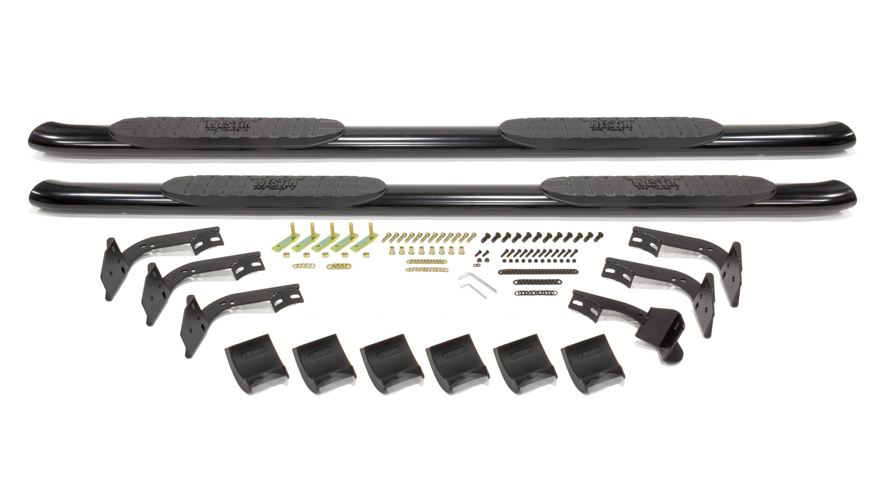 Westin Pro Traxx 4-Inch Oval Curved Step Bars with Mounting Kit, Part Number 21-23565, for 2009-2021 Ram Full-Size Crew Cab