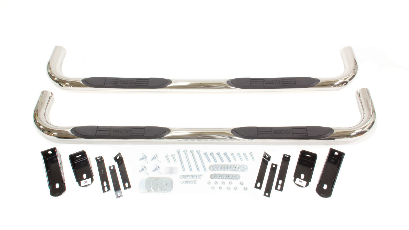 Westin E-Series 3-Inch Polished Stainless Step Bars with Mounting Kit, Part 23-2310, 2002-2009 Dodge Ram Quad Cab