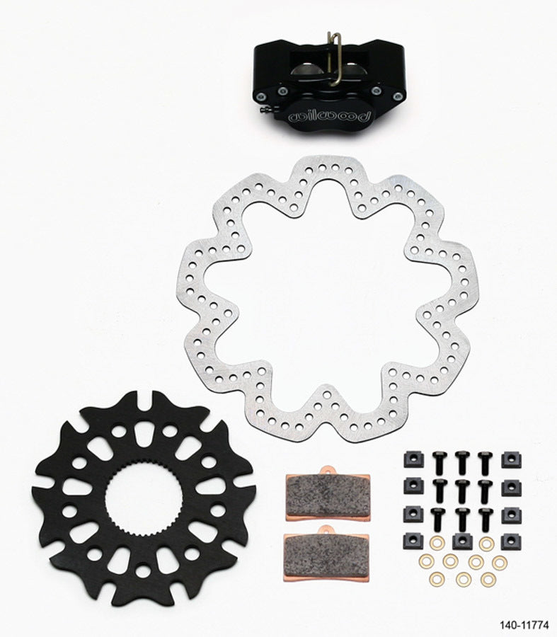 Wilwood GP320 Rear Brake Kit 140-11774 with 4-Piston Caliper and Drilled Steel Rotor