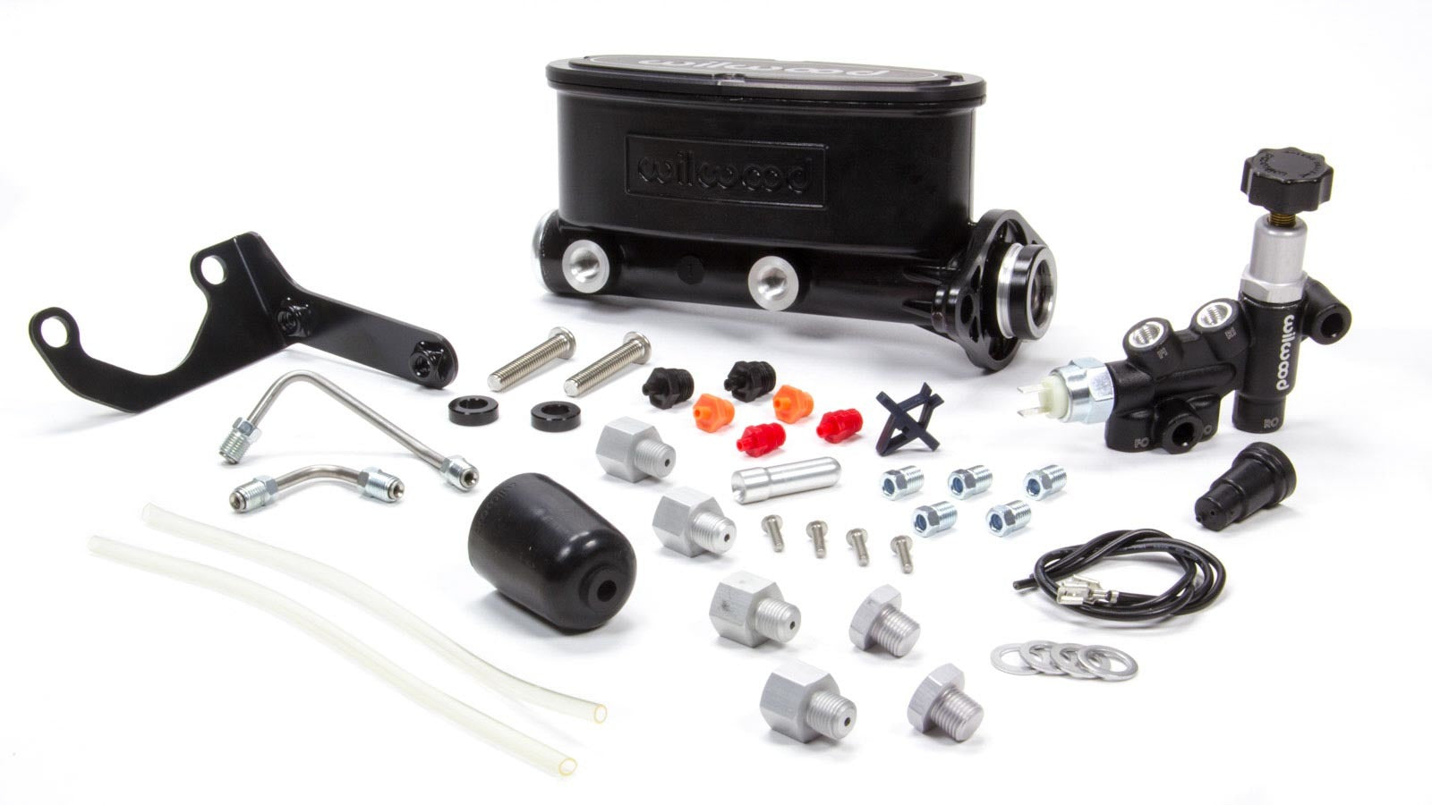 Wilwood 261-13269-BK Tandem Master Cylinder Kit with Bracket and Proportioning Valve, 1-Inch Bore