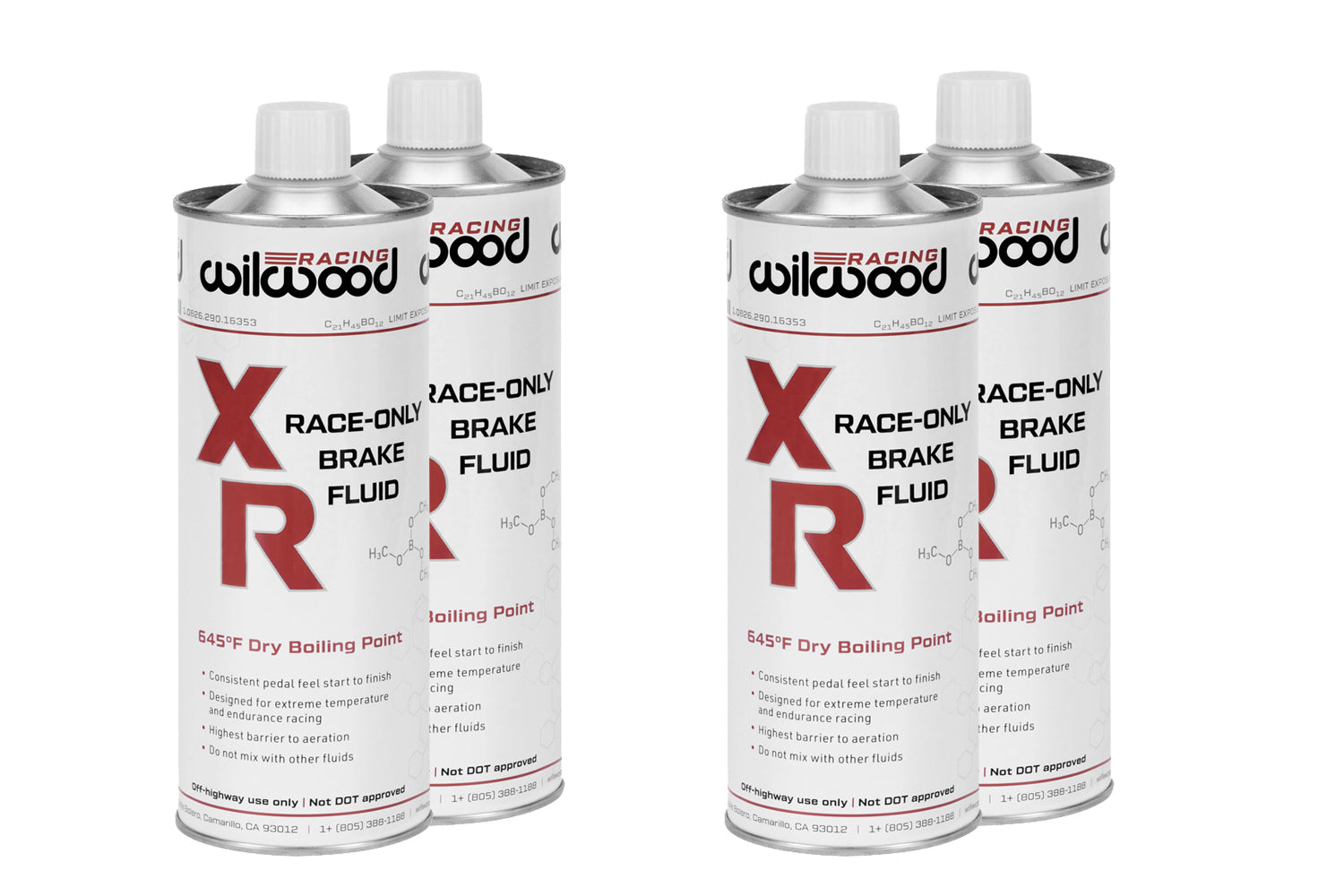Wilwood XR Racing Non-DOT Glycol Brake Fluid 16.9 oz Cans, 4-Pack – Part 290-16354
