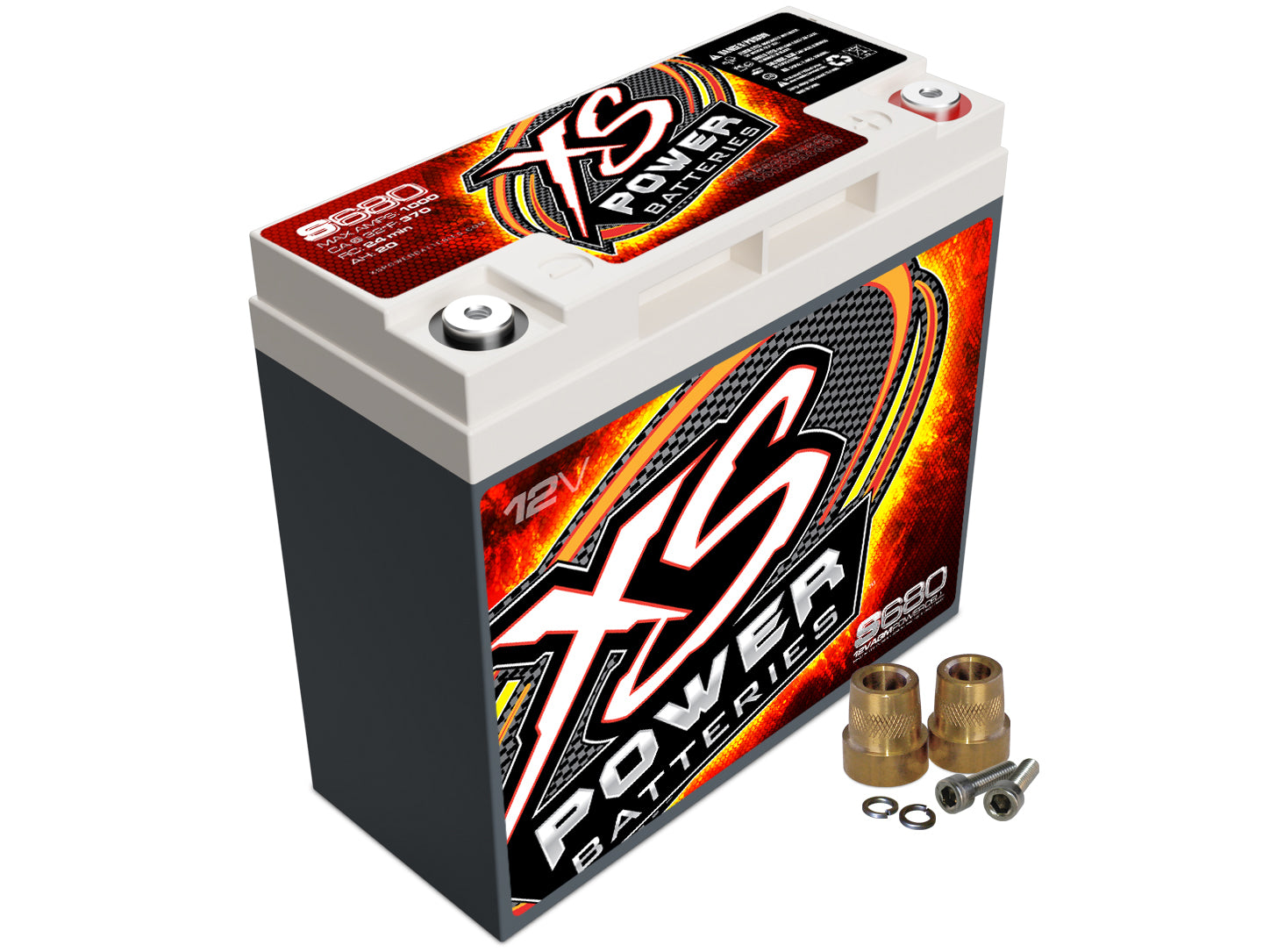 XS Power S680 AGM Battery, 12V, 340 CCA, Threaded Top Terminals