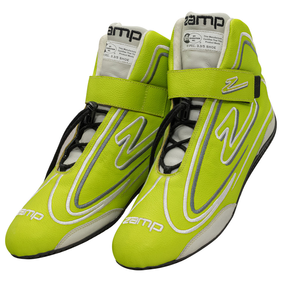 ZAMP ZR-50 Mid-Top Driving Shoes, Neon Green, Size 12, SFI 3.3/5, Pair