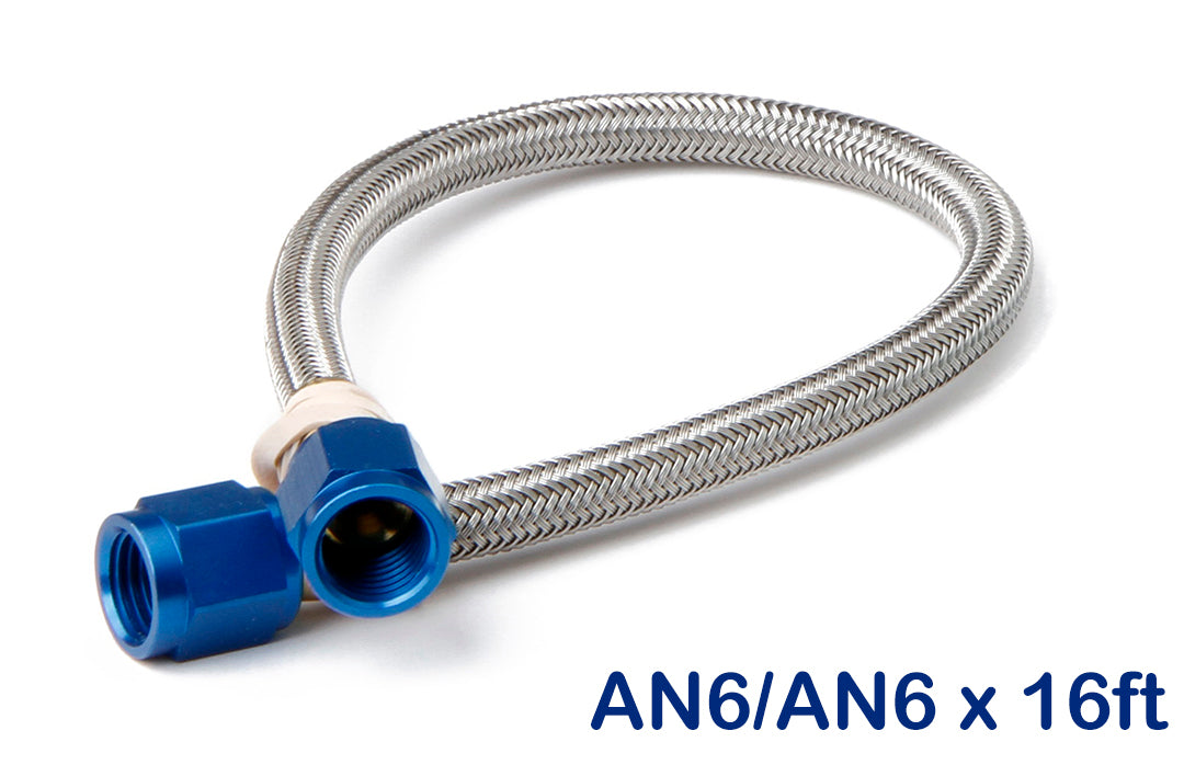NOS/Nitrous Oxide System NOS Stainless Steel Braided Hose -6AN 16-foot Blue 15480NOS