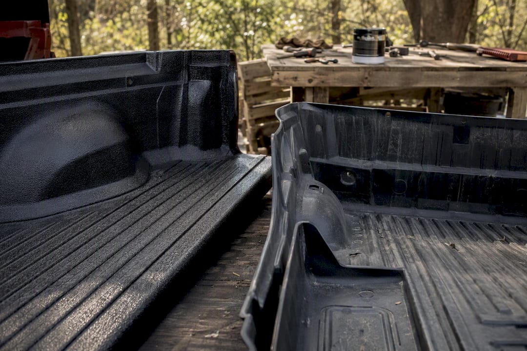 Close-up truck bed liners spray-in and drop-in