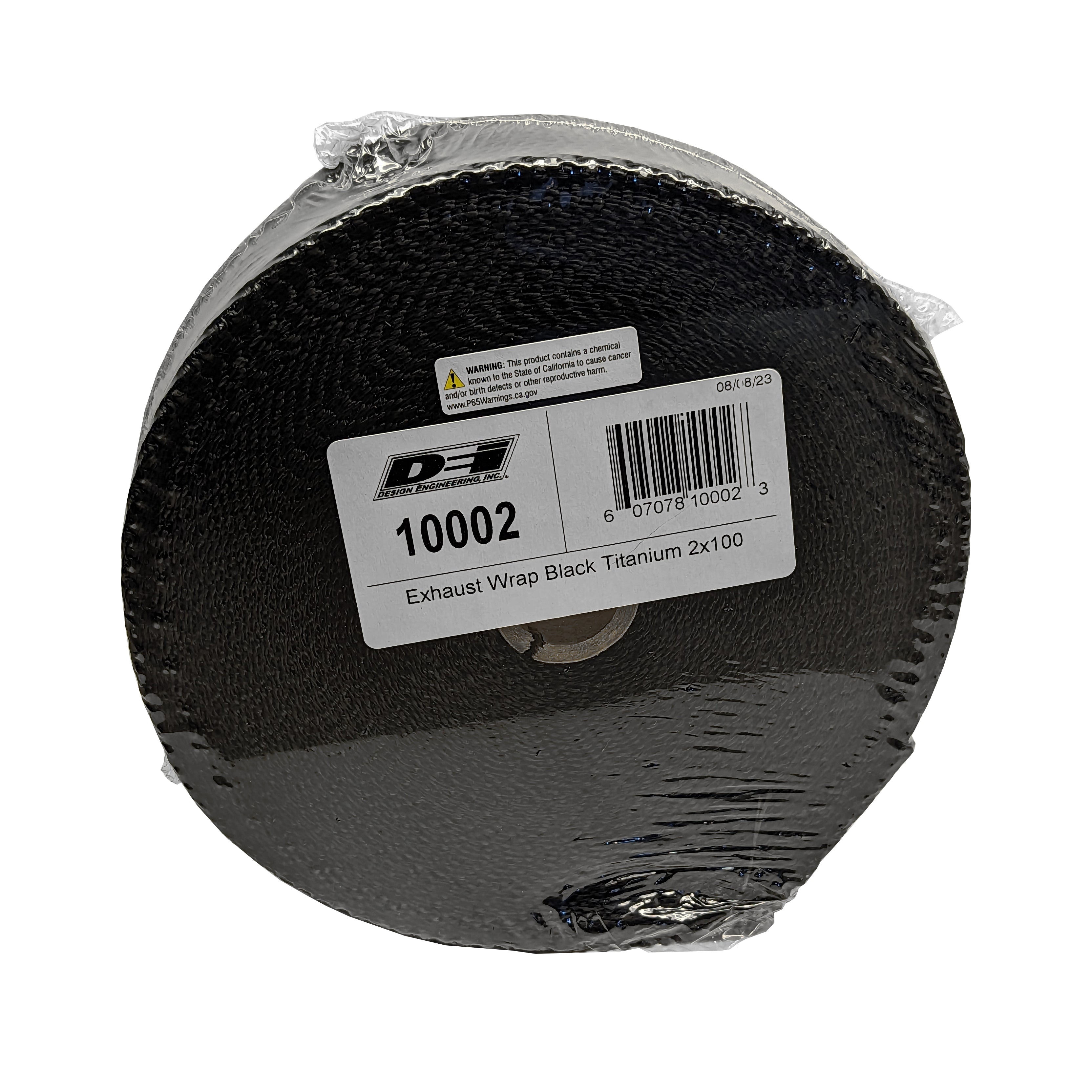 Design Engineering One 100 foot roll of 2 inch wide Black Titanium exhaust wrap. Exhaust Heat Shield