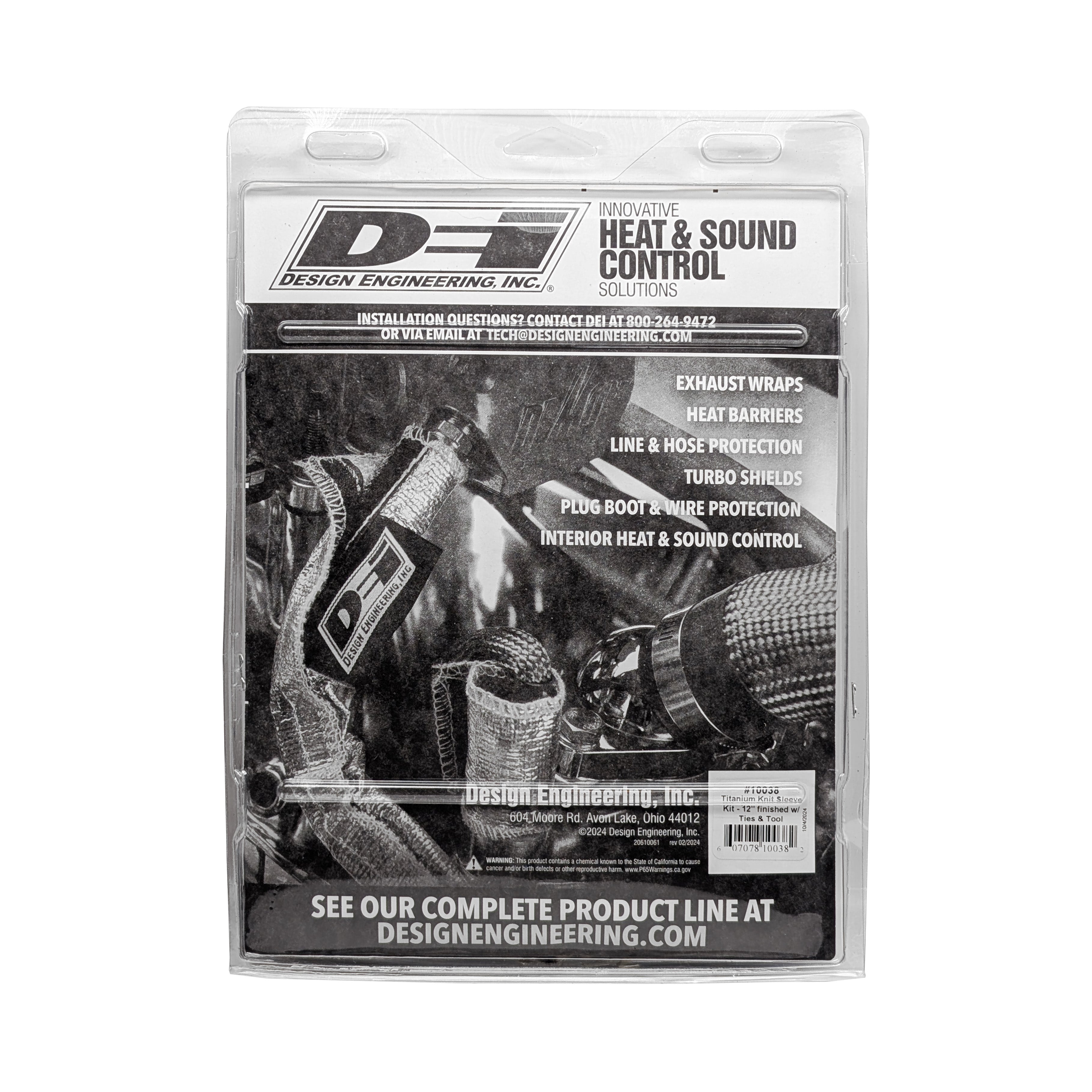 Design Engineering Titanium Knit Sleeve Kit Tan 4in x 12in Includes Ties & Tool Exhaust Heat Shield