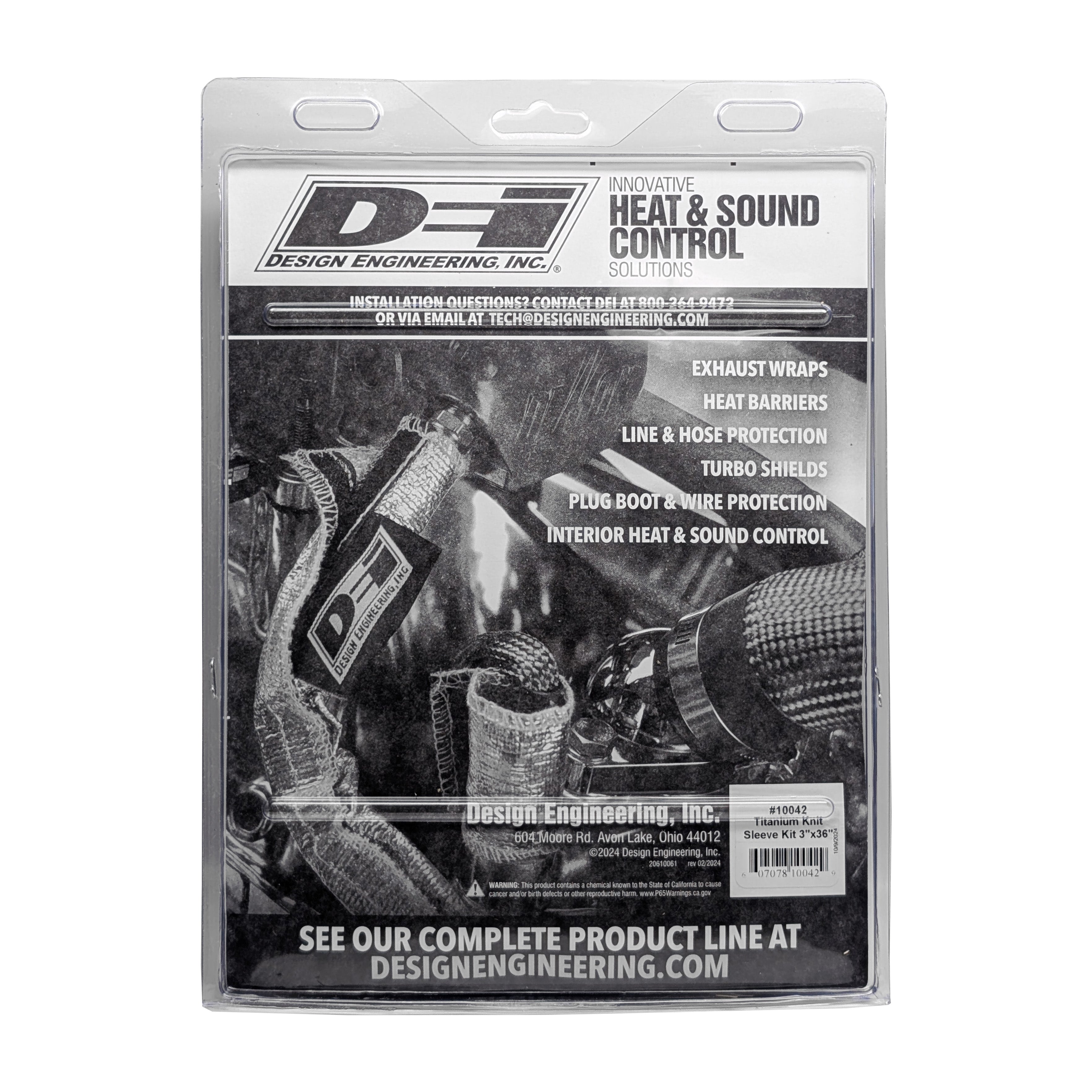 Design Engineering Titanium Knit Sleeve Kit Tan 3in x 36in Includes Ties & Tool Exhaust Heat Shield