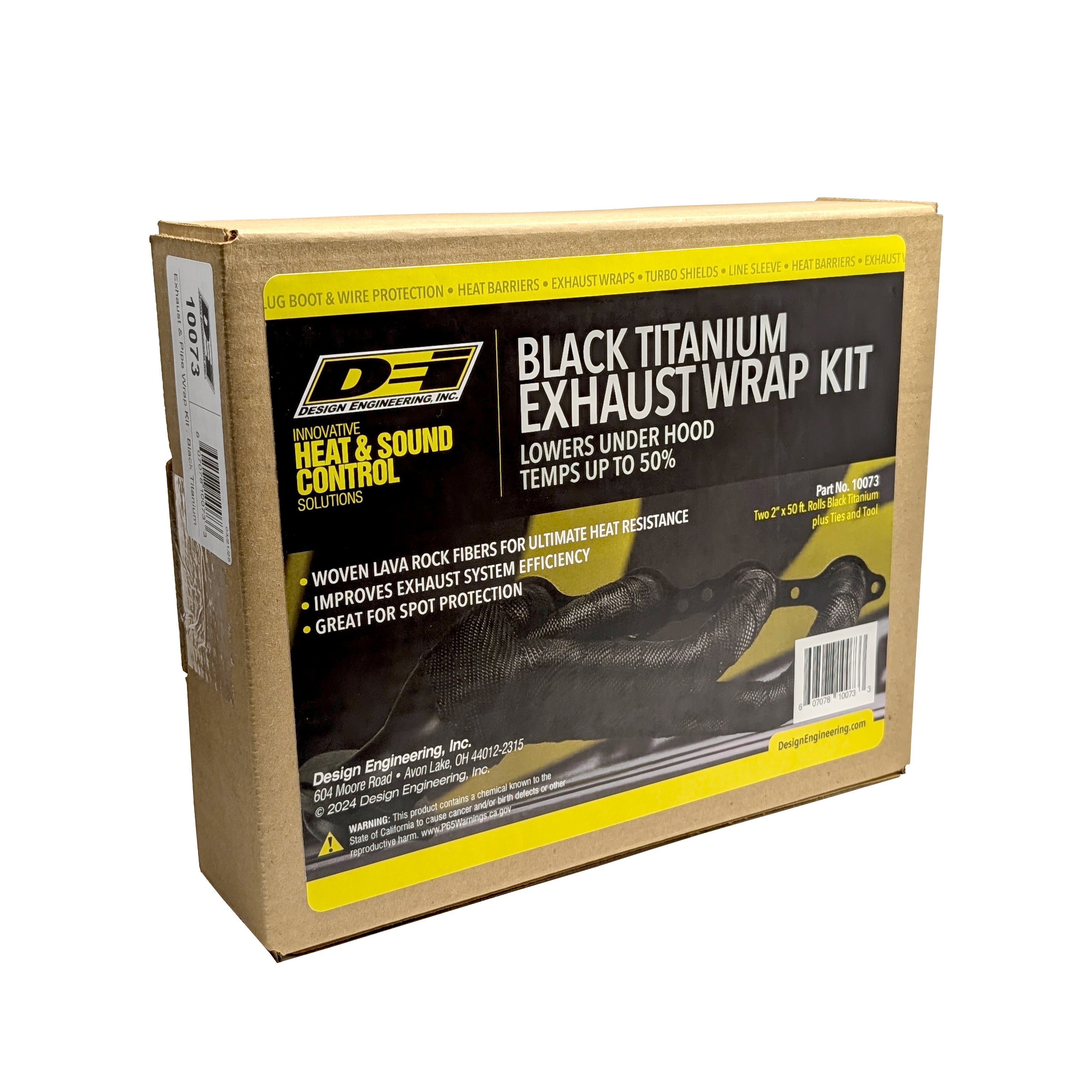 Design Engineering Exhaust Wrap Kit Titanium Black 2in x 50ft w/ Ties and Tool Exhaust Heat Shield