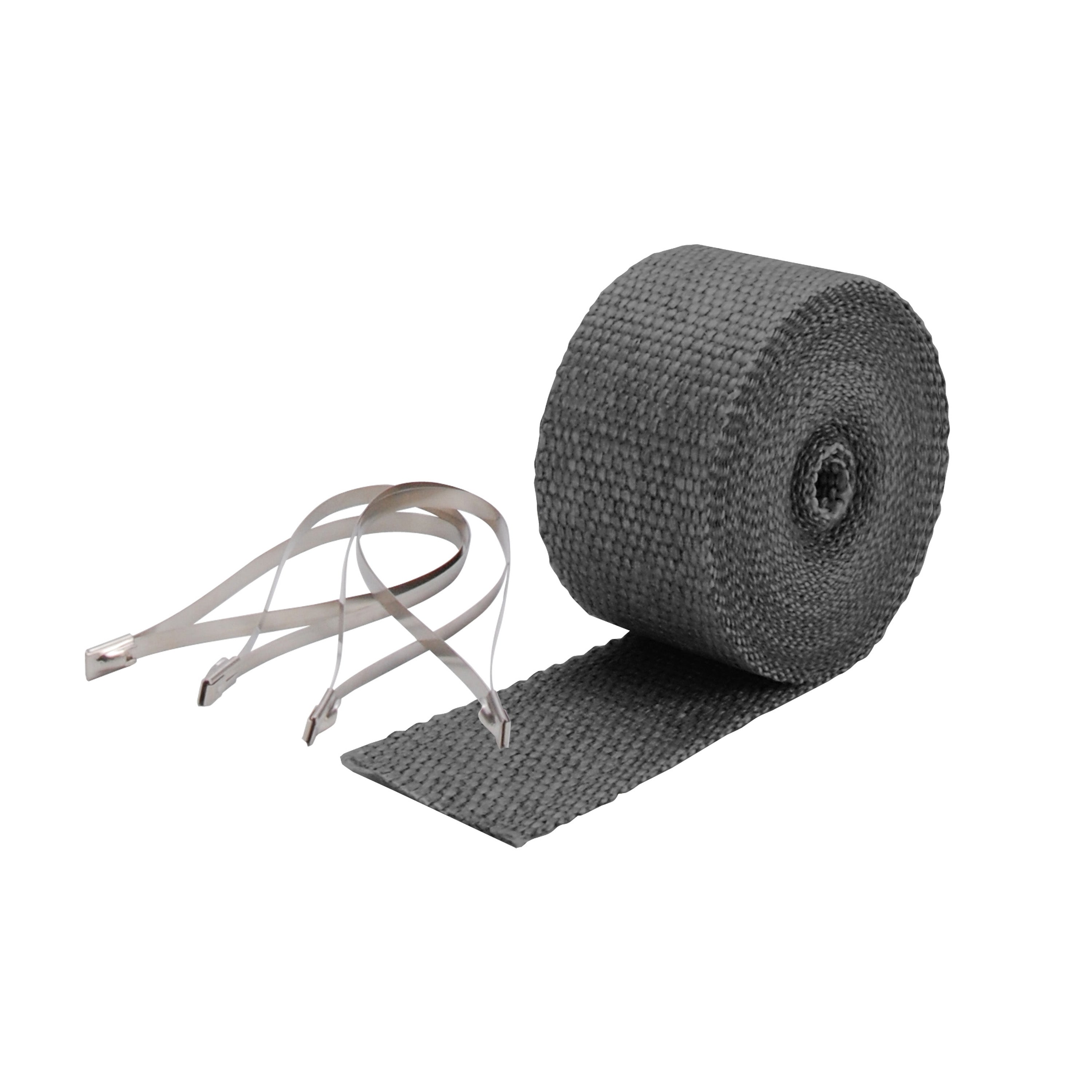 Design Engineering One 25 foot length of 2 inch wide black exhaust wrap and four locking ties. 10119