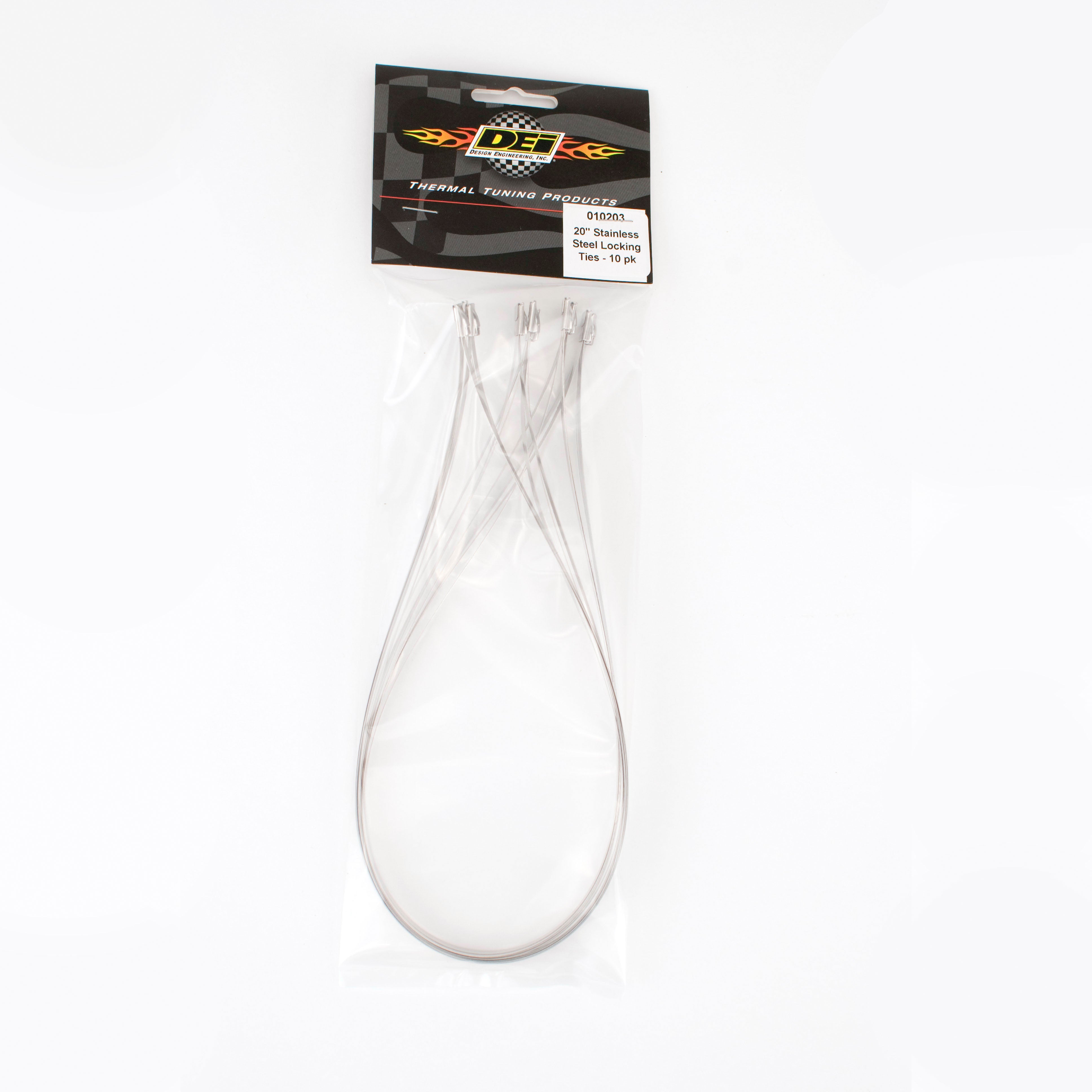Design Engineering Ten 20 inch long stainless steel locking ties. Exhaust Heat Shield 10203