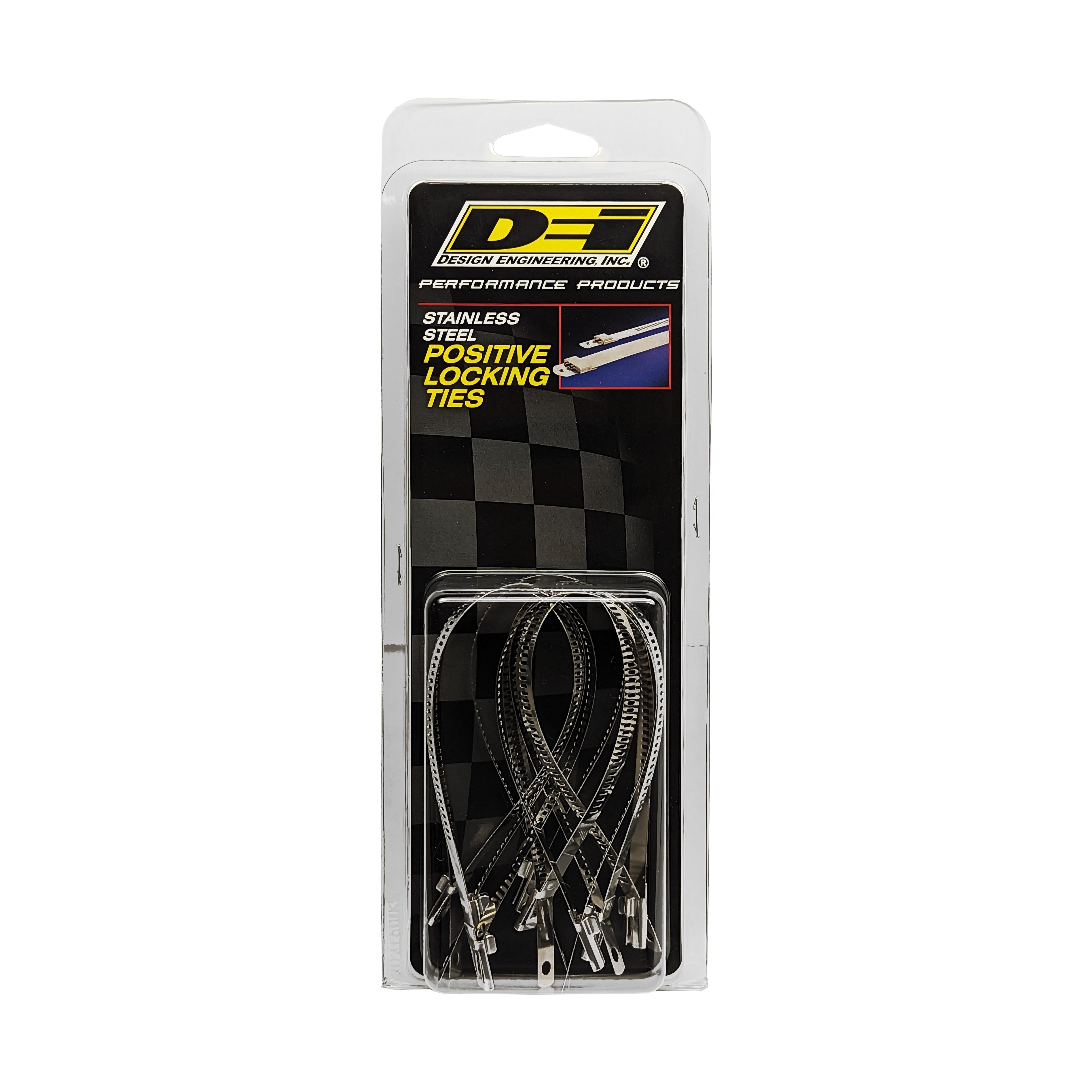 Design Engineering Eight 9 inch long stainless steel locking ties. Width 7mm. Exhaust Heat Shield 10208