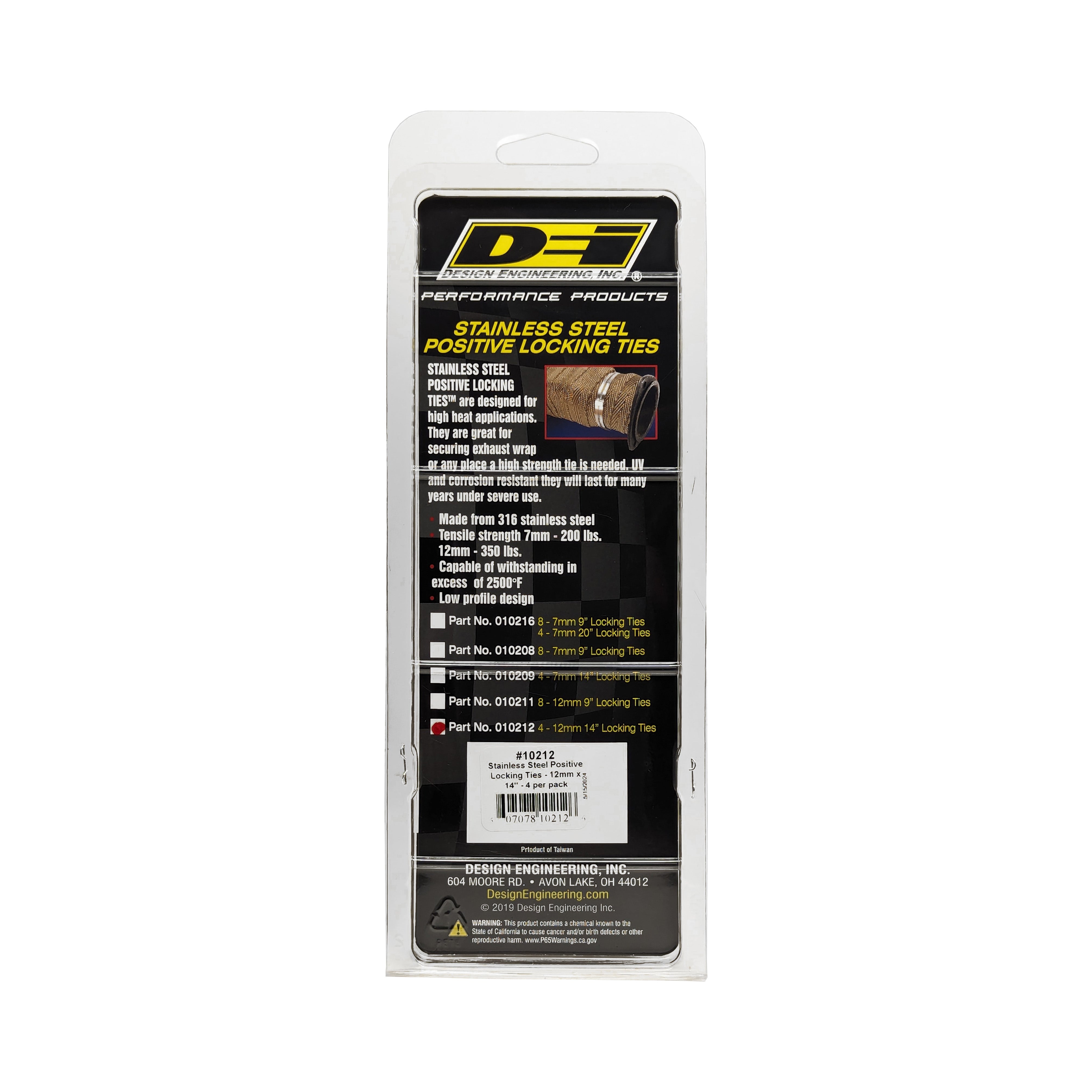 Design Engineering Four 14 inch long stainless steel locking ties. Width 12mm. Exhaust Heat Shield