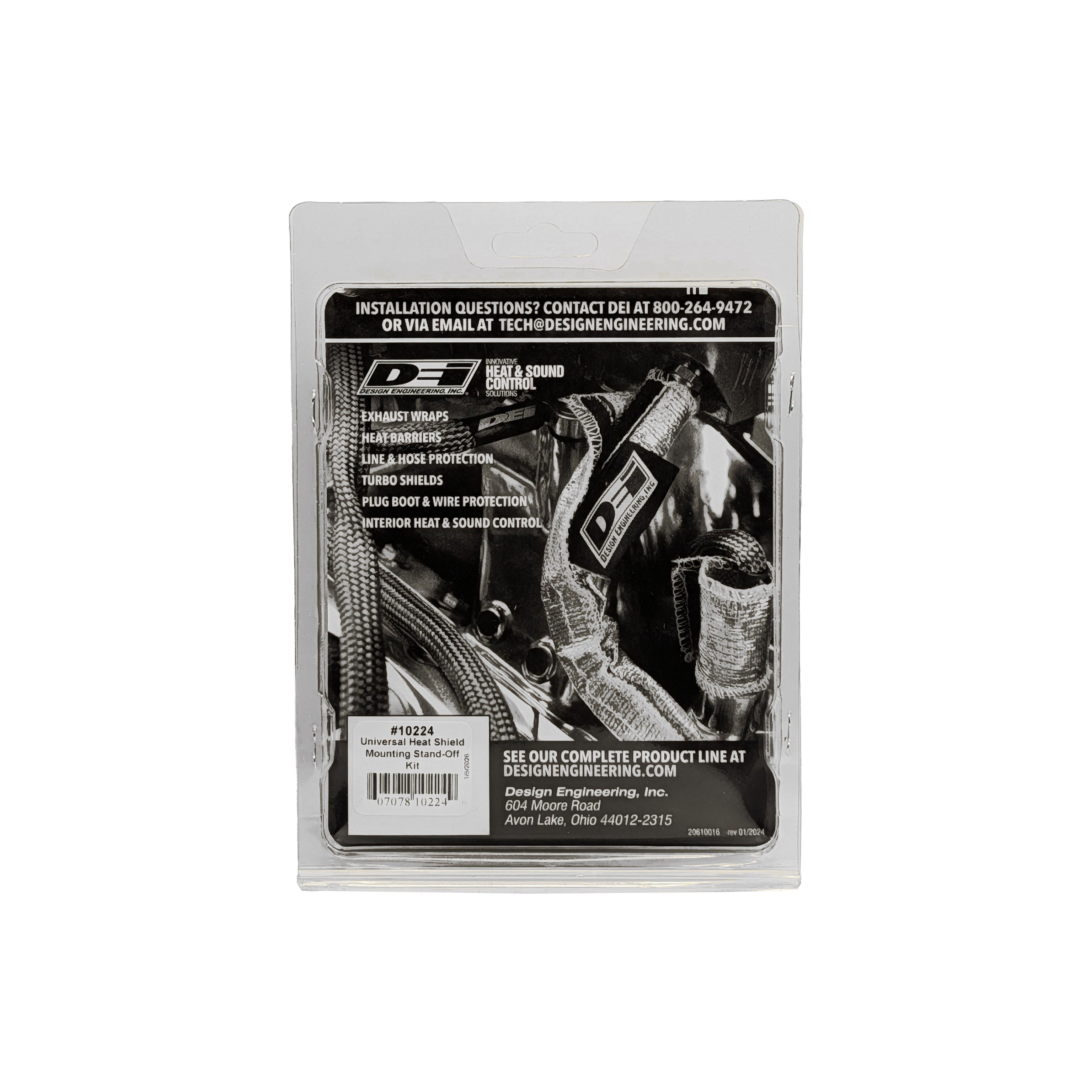 Design Engineering Six 1/2 inch tall stainless steel standoffs with stainless hardware. Exhaust Heat Shield Bracket