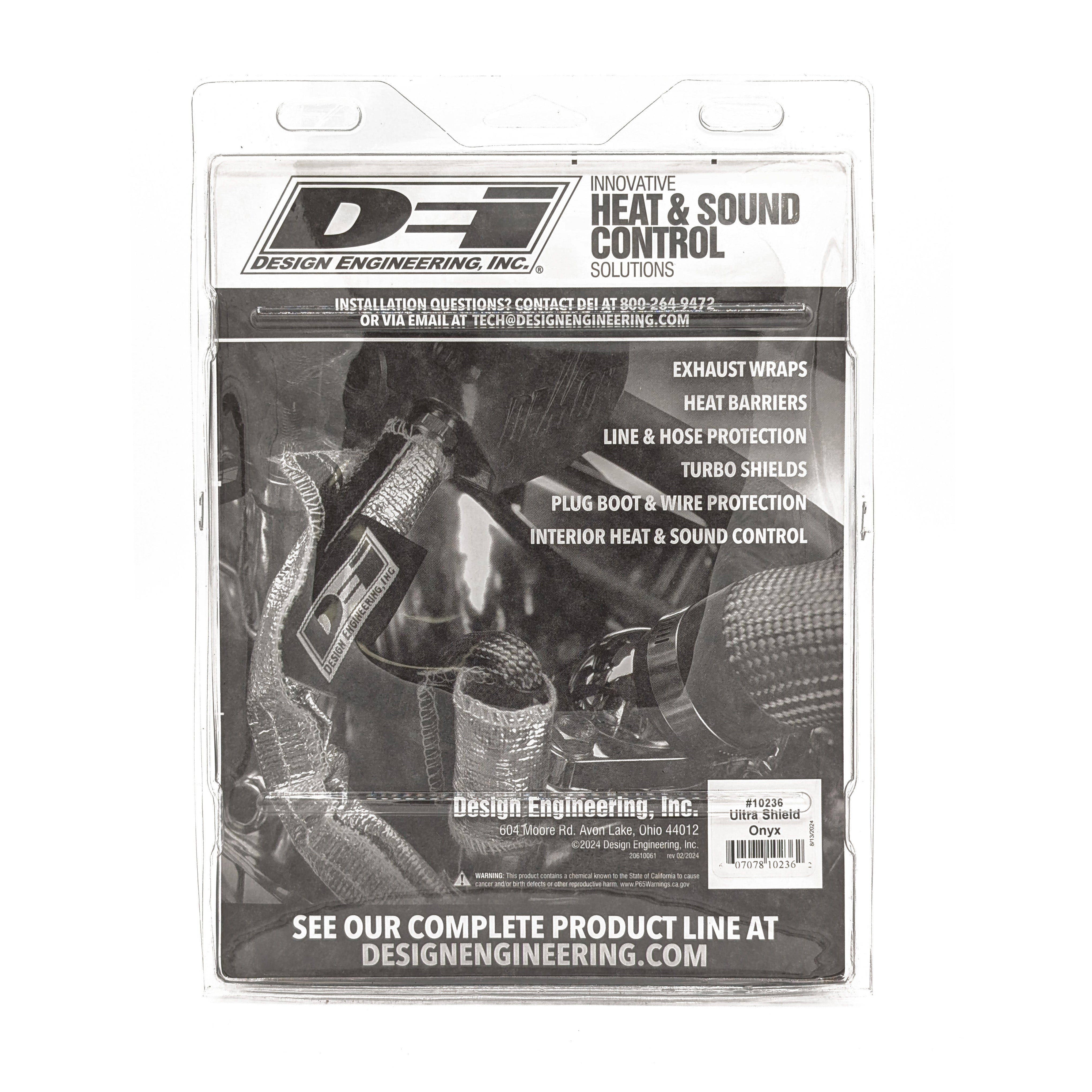 Design Engineering One 7 inch x 24 inch sheet of Onyx wrap with a hook and loop closure. Starter Heat Shield