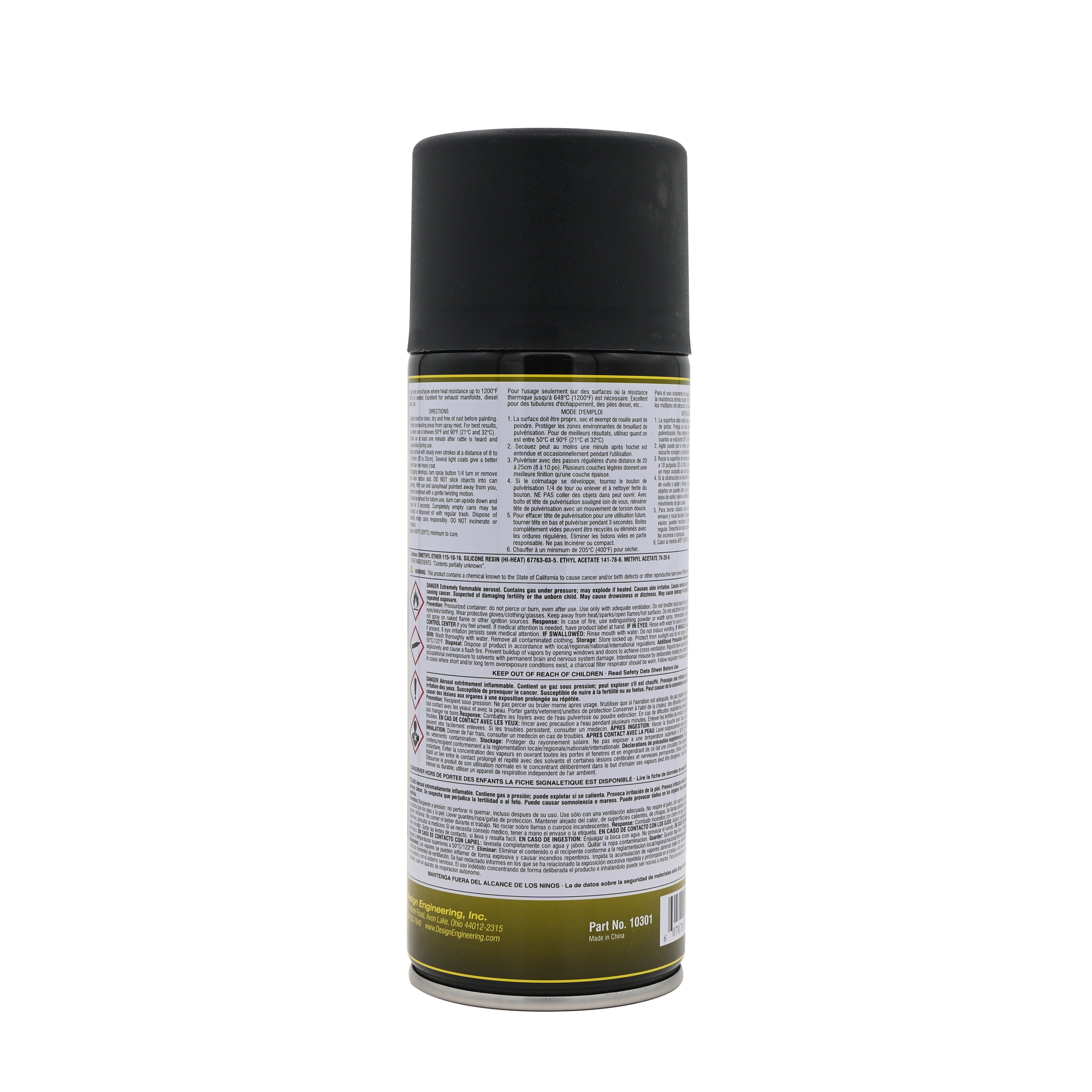 Design Engineering One can of high-temp silicone coating in black. Engine Paint 10301