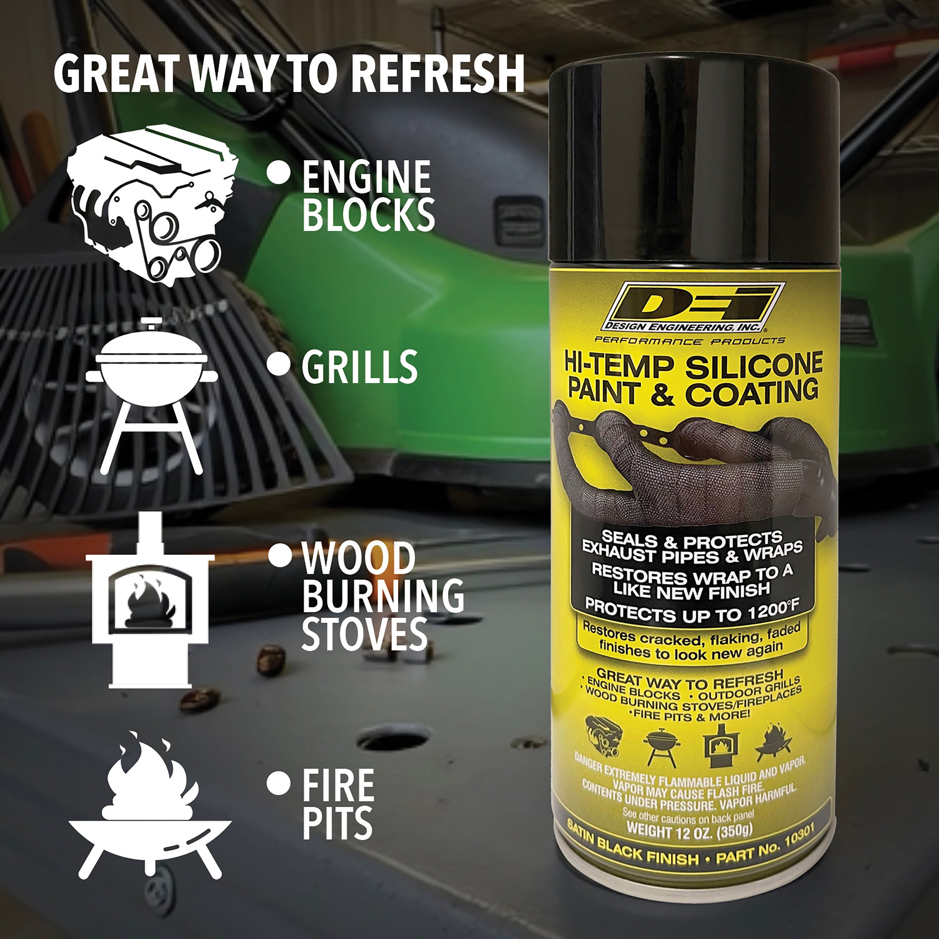 Design Engineering One can of high-temp silicone coating in black. Engine Paint 10301