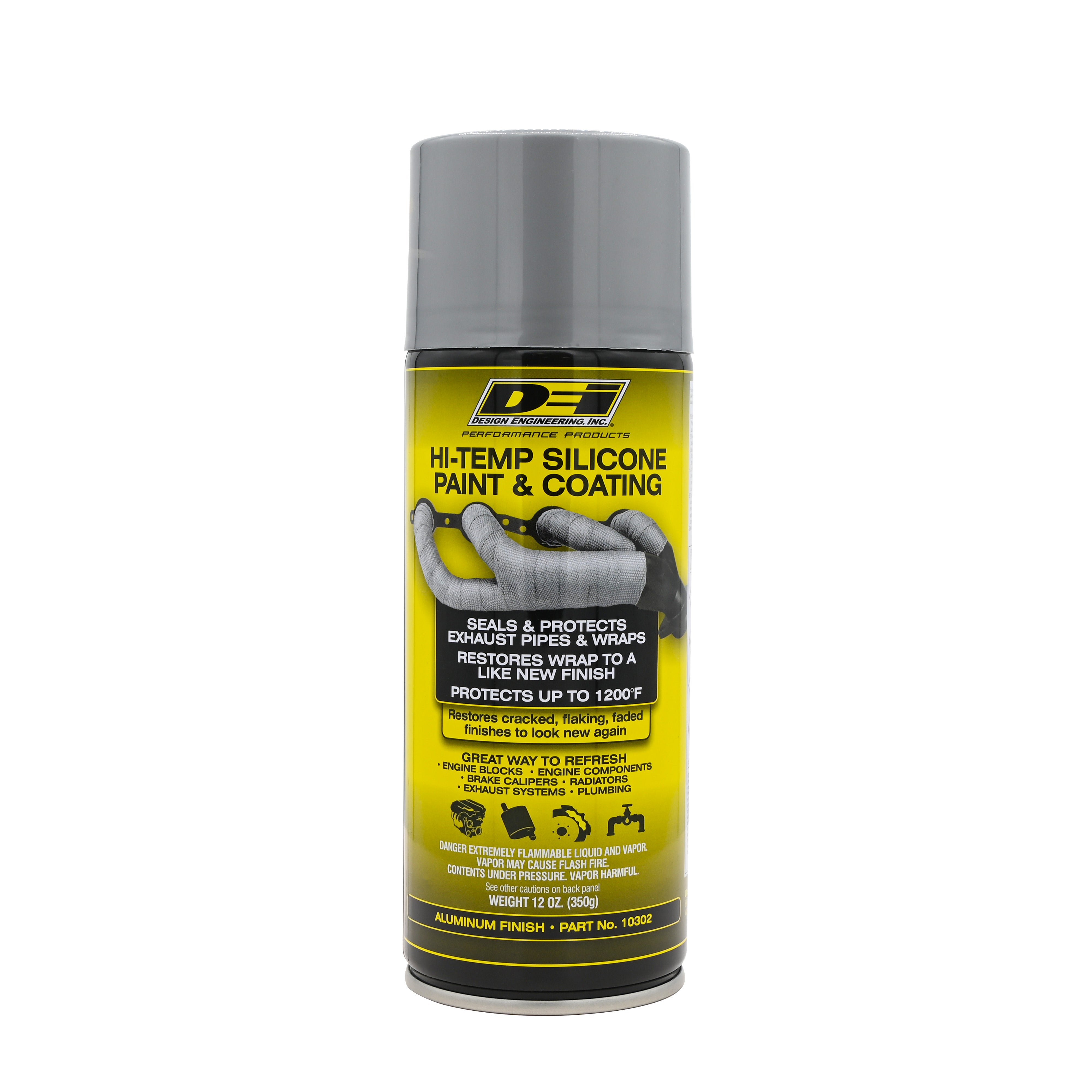 Design Engineering One can of high-temp silicone coating in aluminum. Engine Paint 10302
