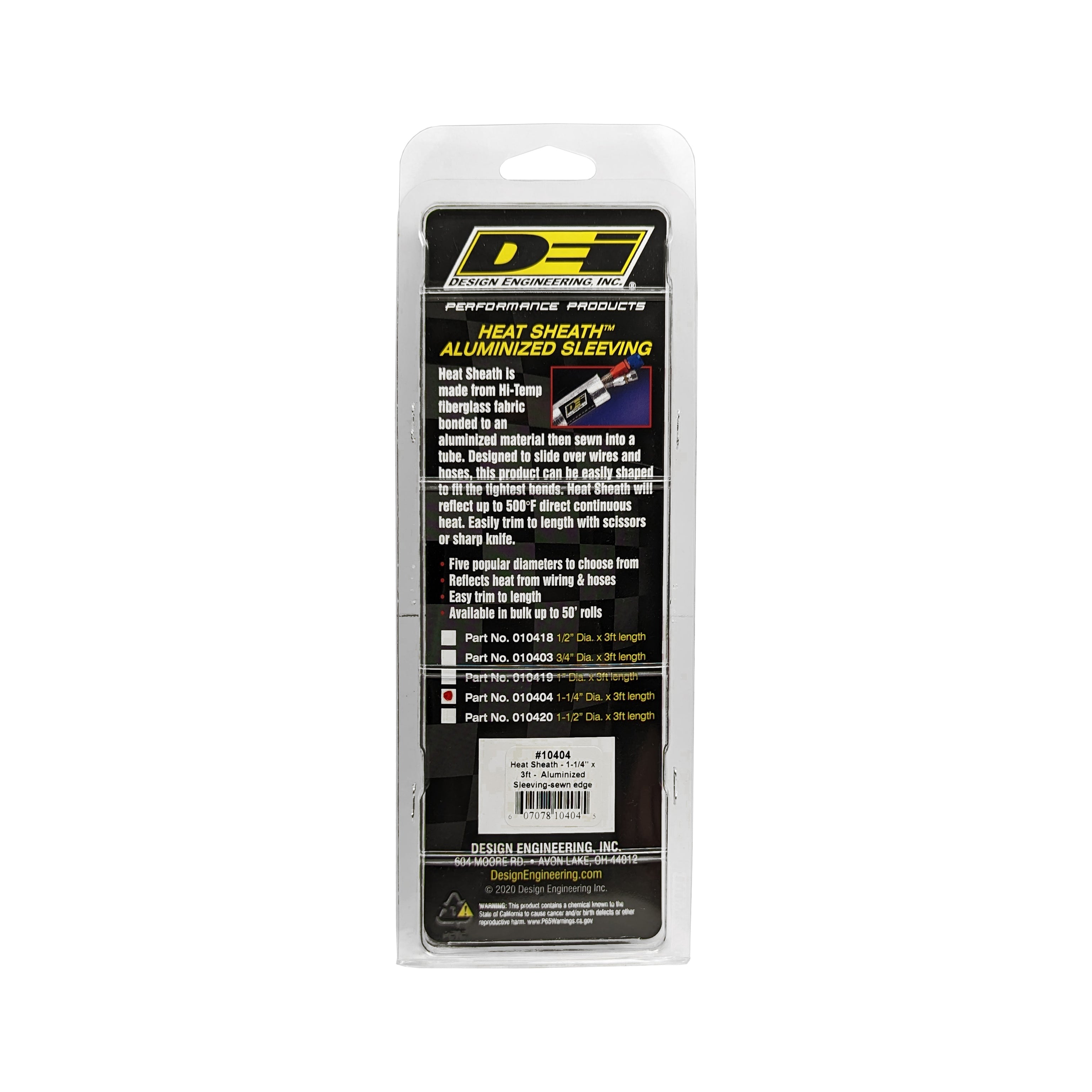 Design Engineering One 36 inch length of Heat Sheath with a 1-1/4 inch inside diameter. Exhaust Heat Shield