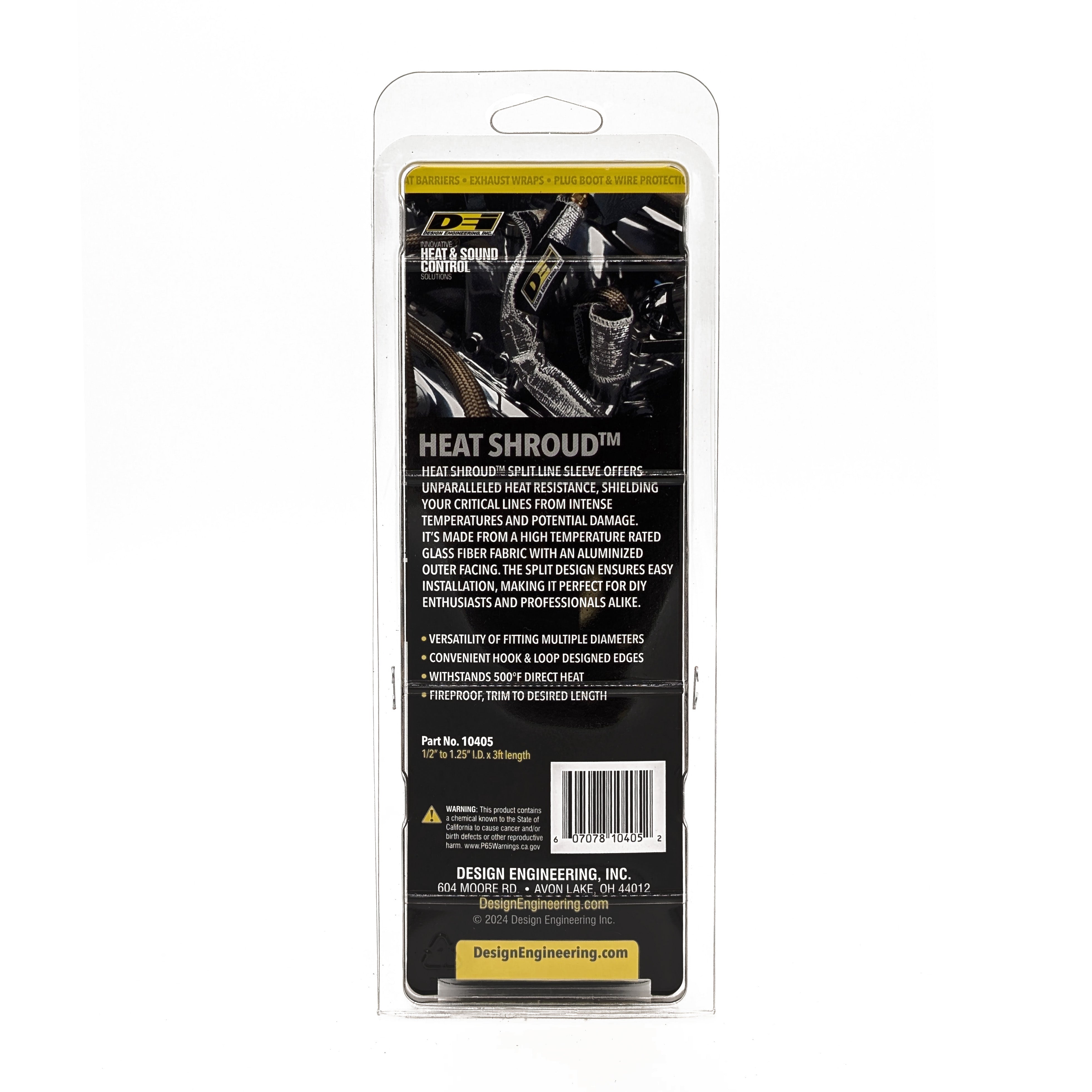 Design Engineering One 36 inch length of Heat Shroud with a 1/2 to 1-1/2 inch inside diameter. 10405