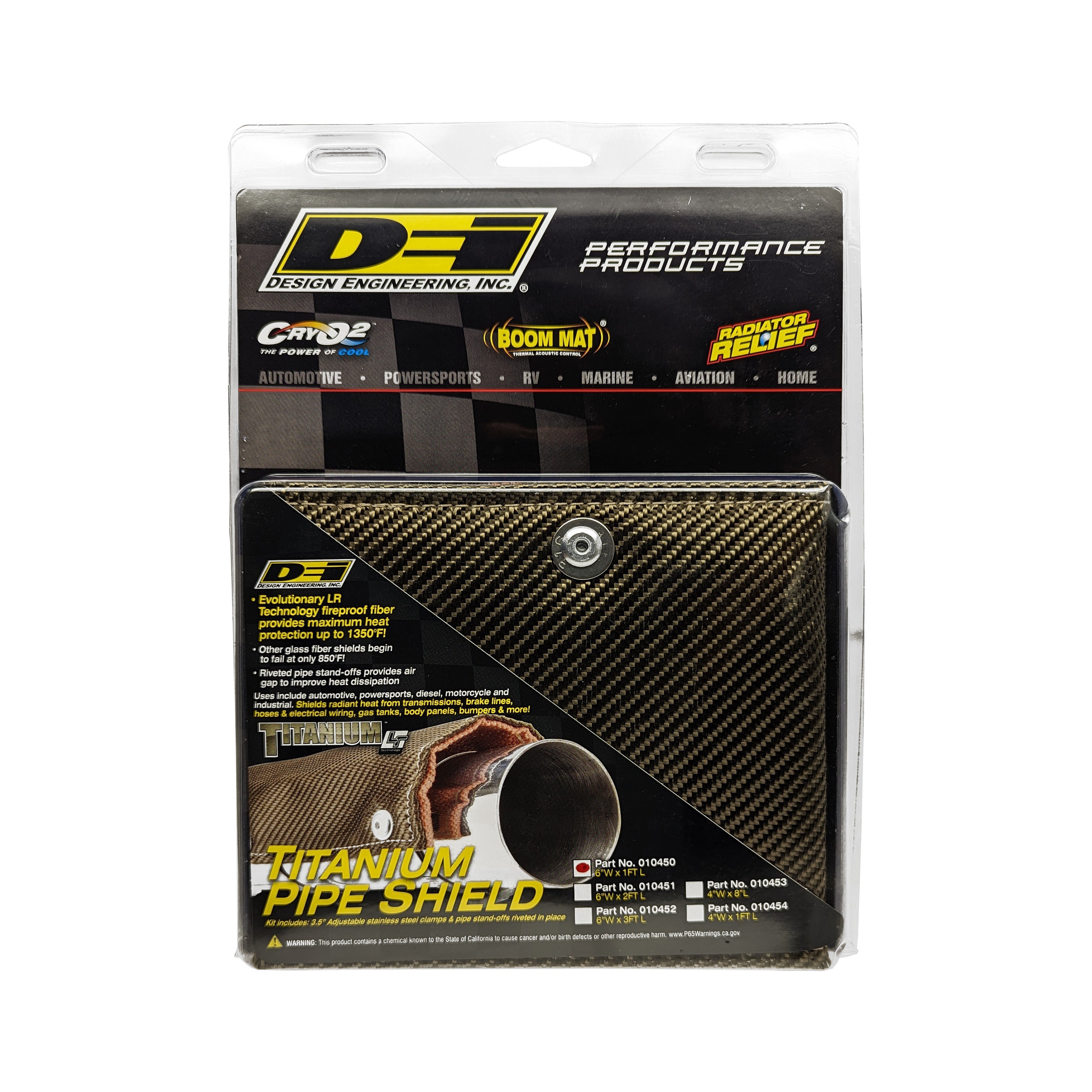 Design Engineering Pipe Shield Titanium 6in x 12in Exhaust Heat Shield 10450