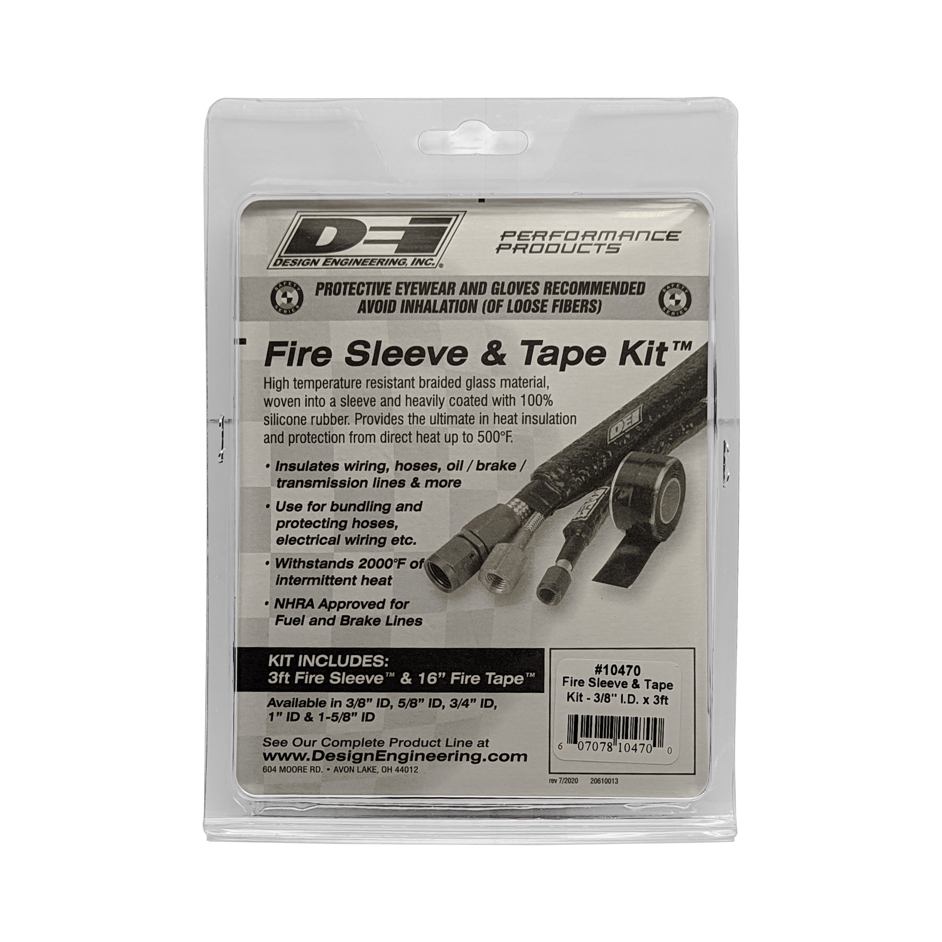 Design Engineering Fire Sleeve & Tape Kit 3/8in x 36in Heat Shrink Tubing 10470